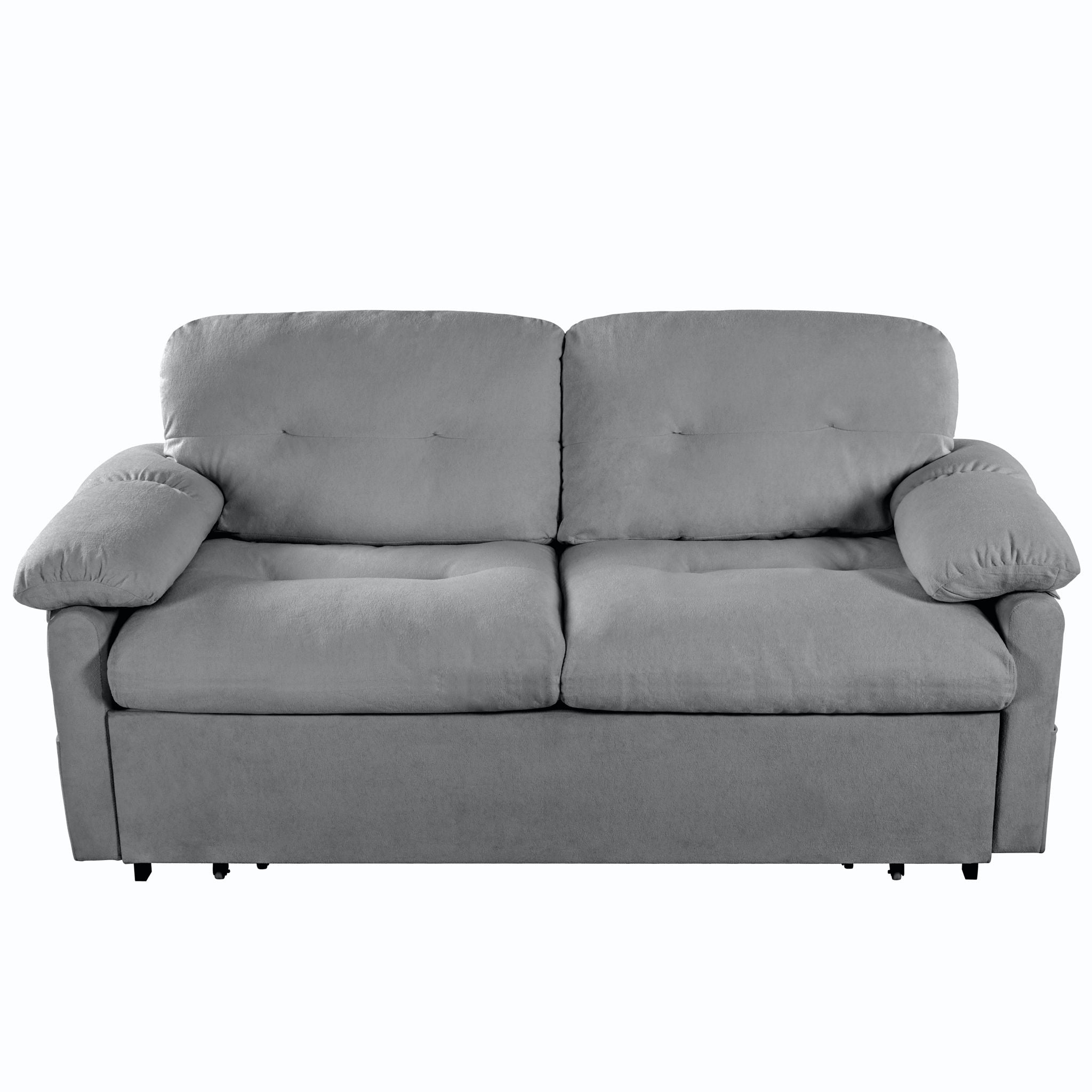 Modern Convertible Sleeper Sofa Bed With Pull-Out Queen Design, Side Storage & Thick Cushions