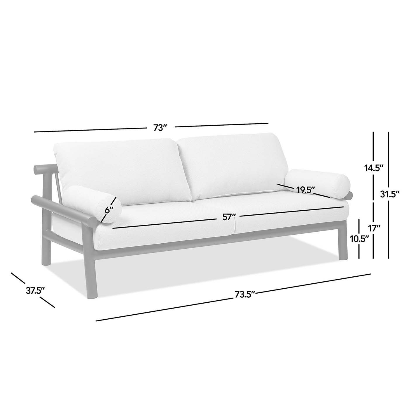Zara - Dowel Frame Bolster Patio Deep Seating Sofa - Wheat Beige Axroma Olefin