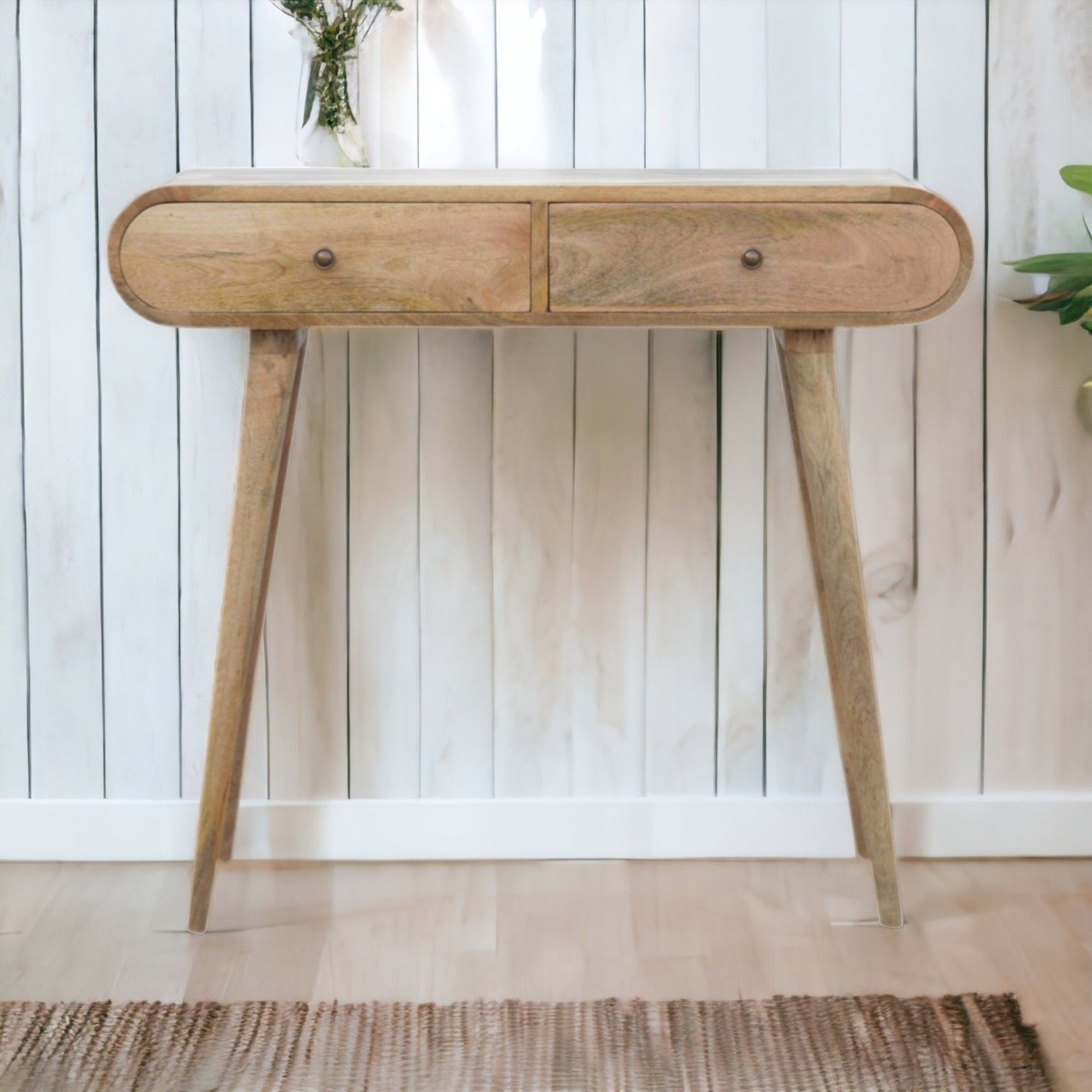 Solid Wood Curved Edge Console Table