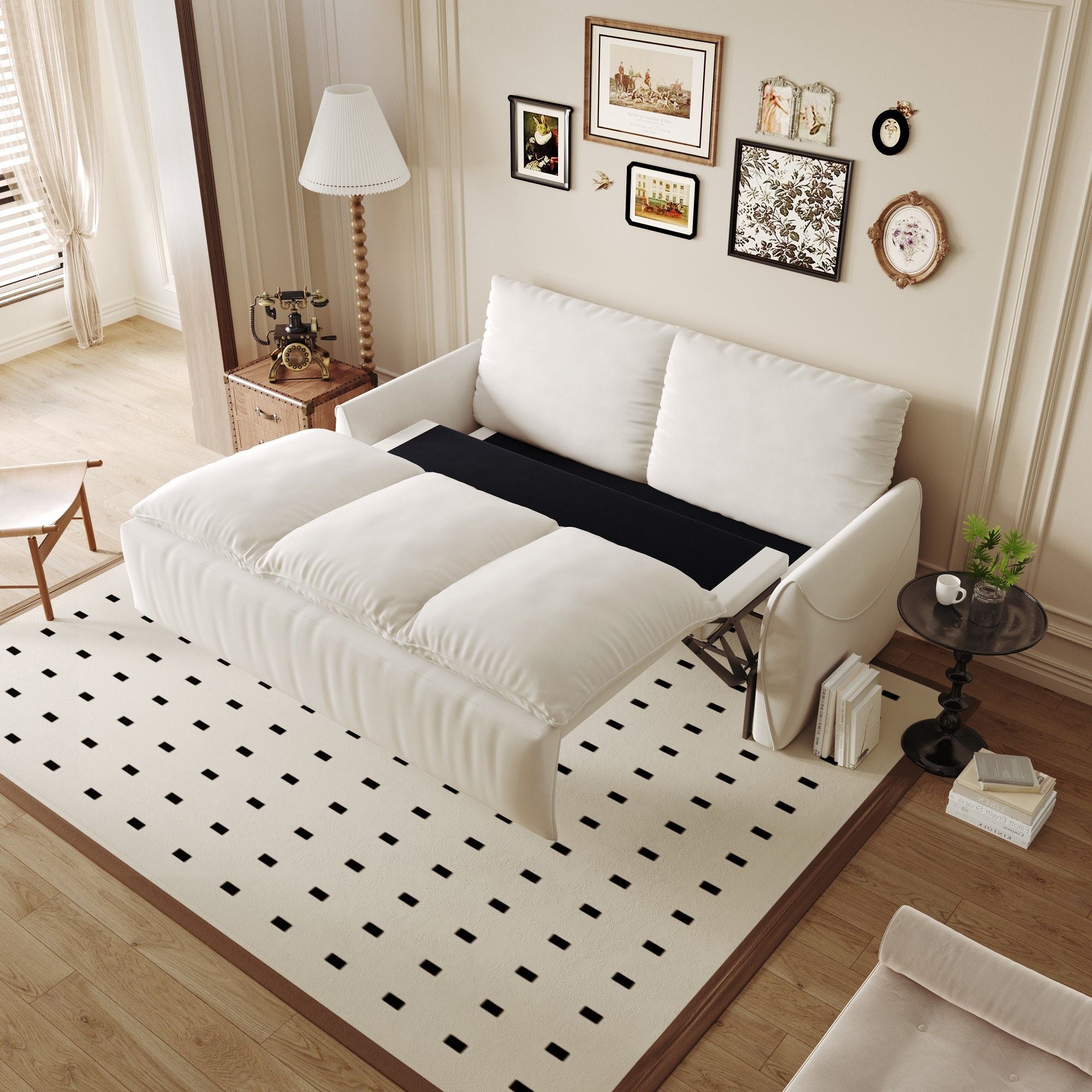 Pull Out Sofa Bed, 3 Seat Convertible Sleeper Sofa With 2 In 1 Pillow And Blanket Set