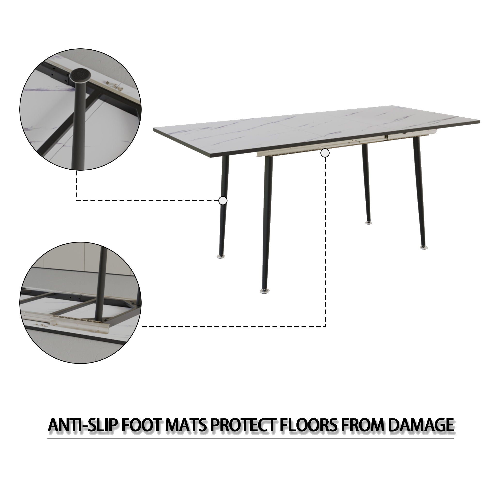 Modern Extendable Dining Table And Chair Set For 2 - 6 People