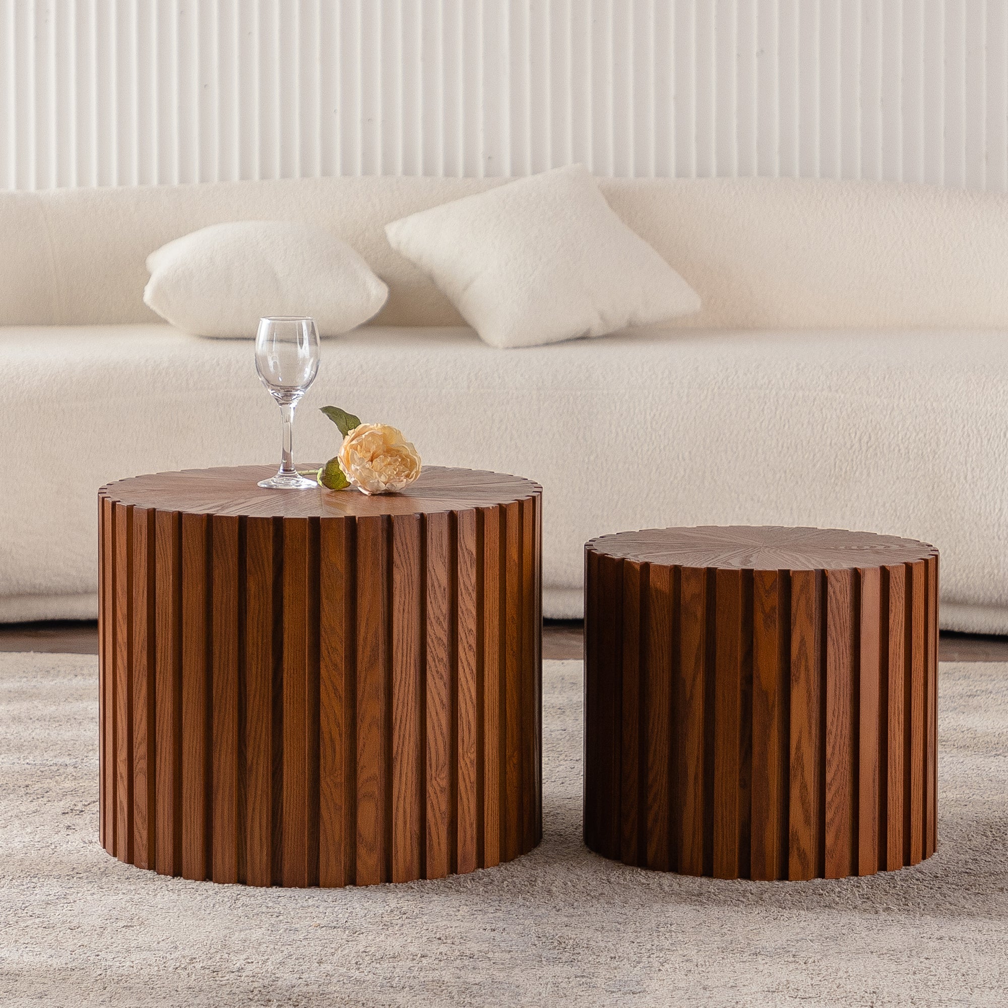 Handcrafted Relief Wood Coffee Table