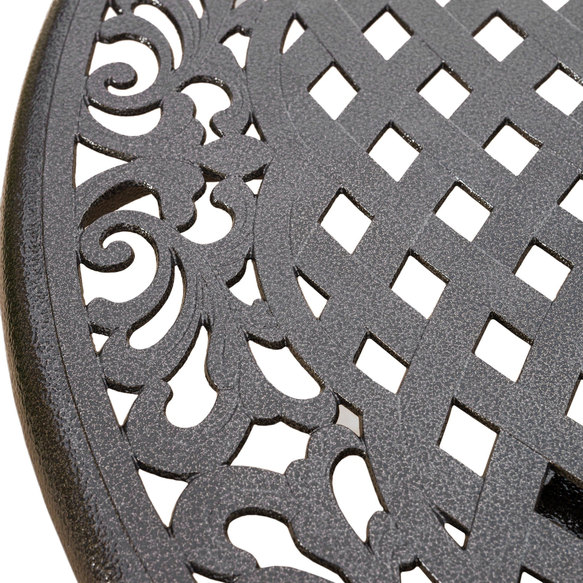 Tranquilius - Outdoor Round Dining Table With Lattice Tabletop, Umbrella Hole And Curved Legs - Best Buy Furniture