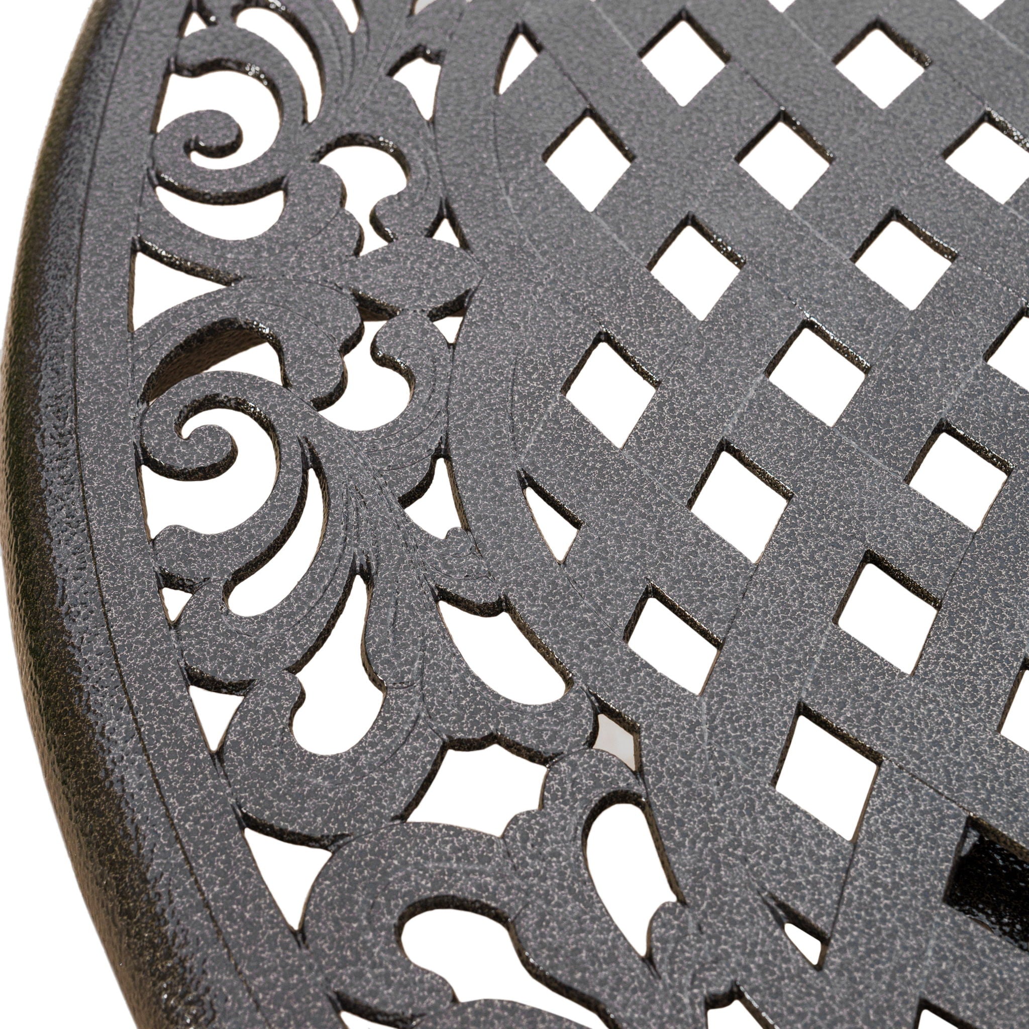 Tranquilius - Outdoor Round Dining Table With Lattice Tabletop, Umbrella Hole And Curved Legs - Best Buy Furniture
