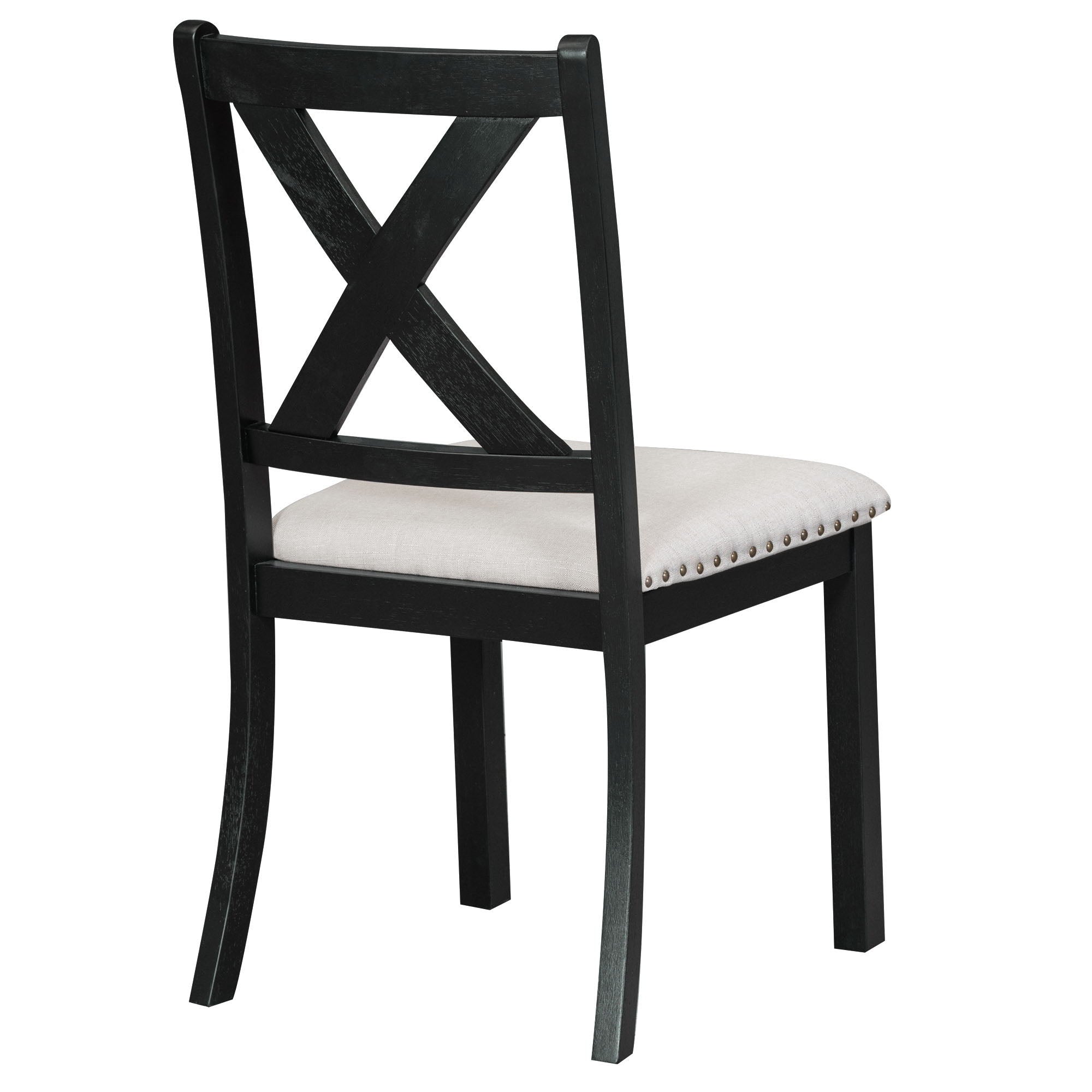 Topmax - 6 Piece Farmhouse Extendable Dining Table With Footrest, 4 Upholstered Dining Chairs And Dining Bench, Two 11" Removable Leaf - Best Buy Furniture