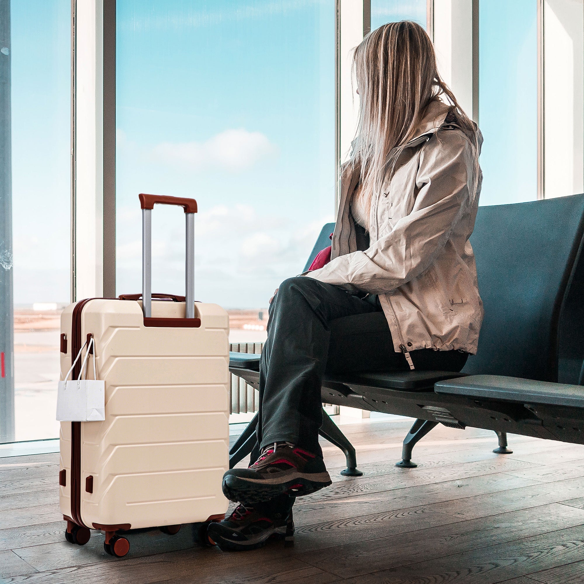 Set 3PCs 20'/24'/28' ABS Spinner Wheel Luggage - Beige