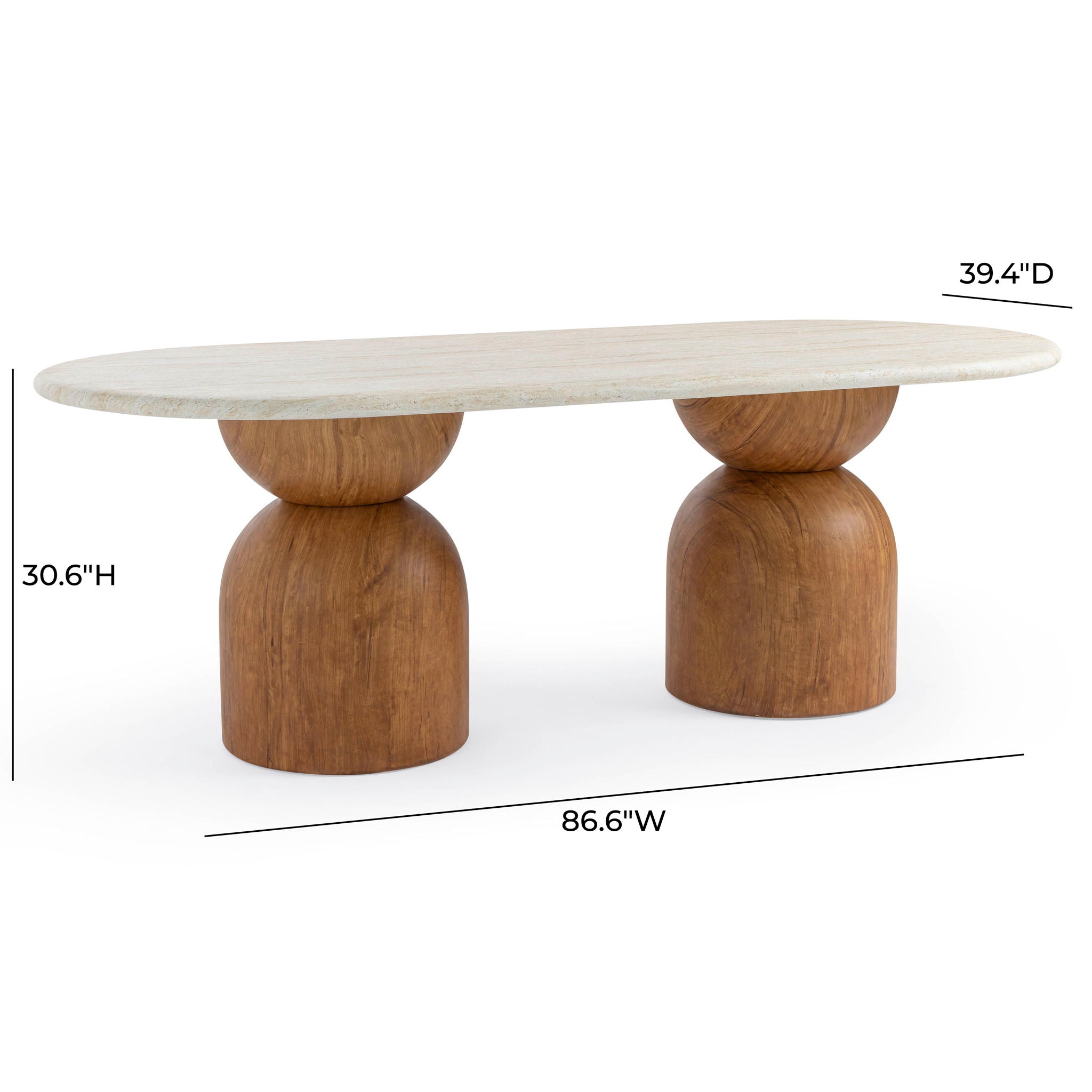 Cynthia - 87" Indoor / Outdoor Long Dining Table - Brown / Travertine