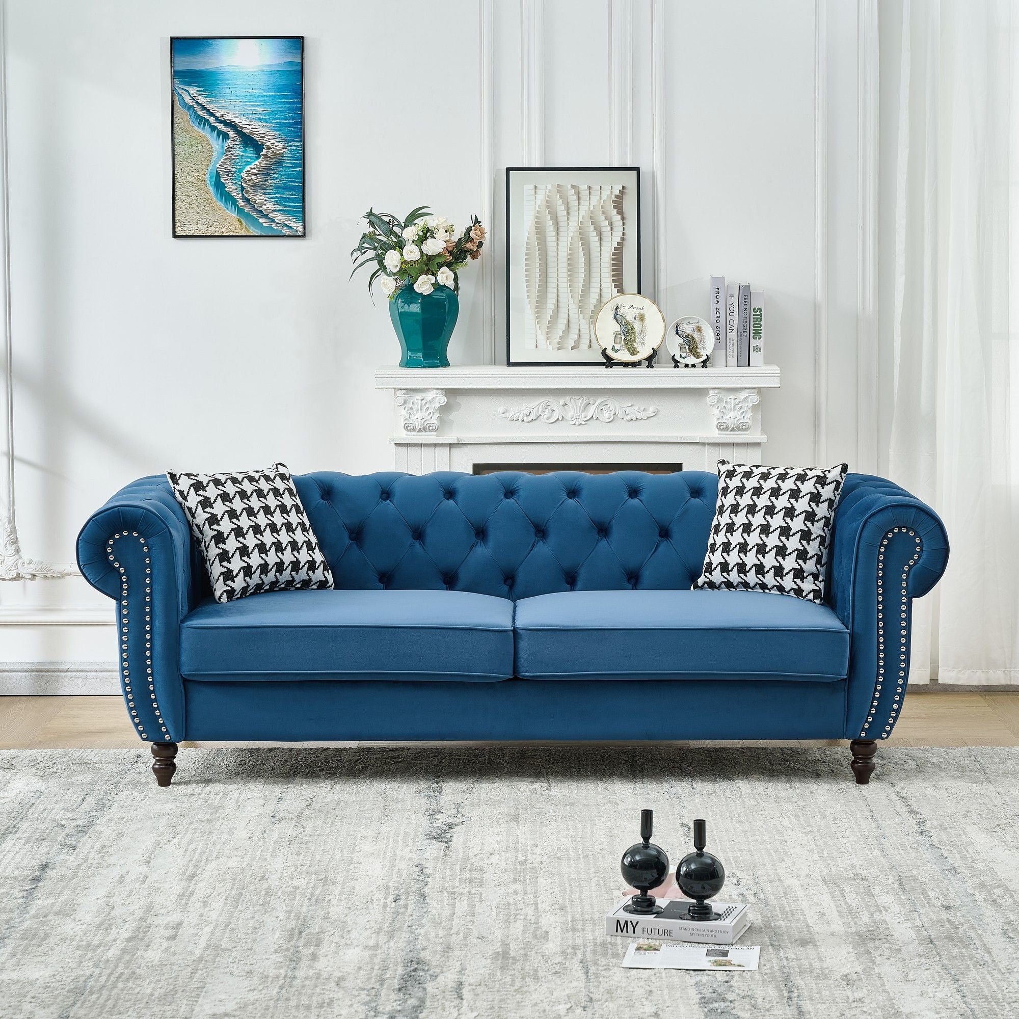 Chesterfield Set With Roll Armrest & Nailhead