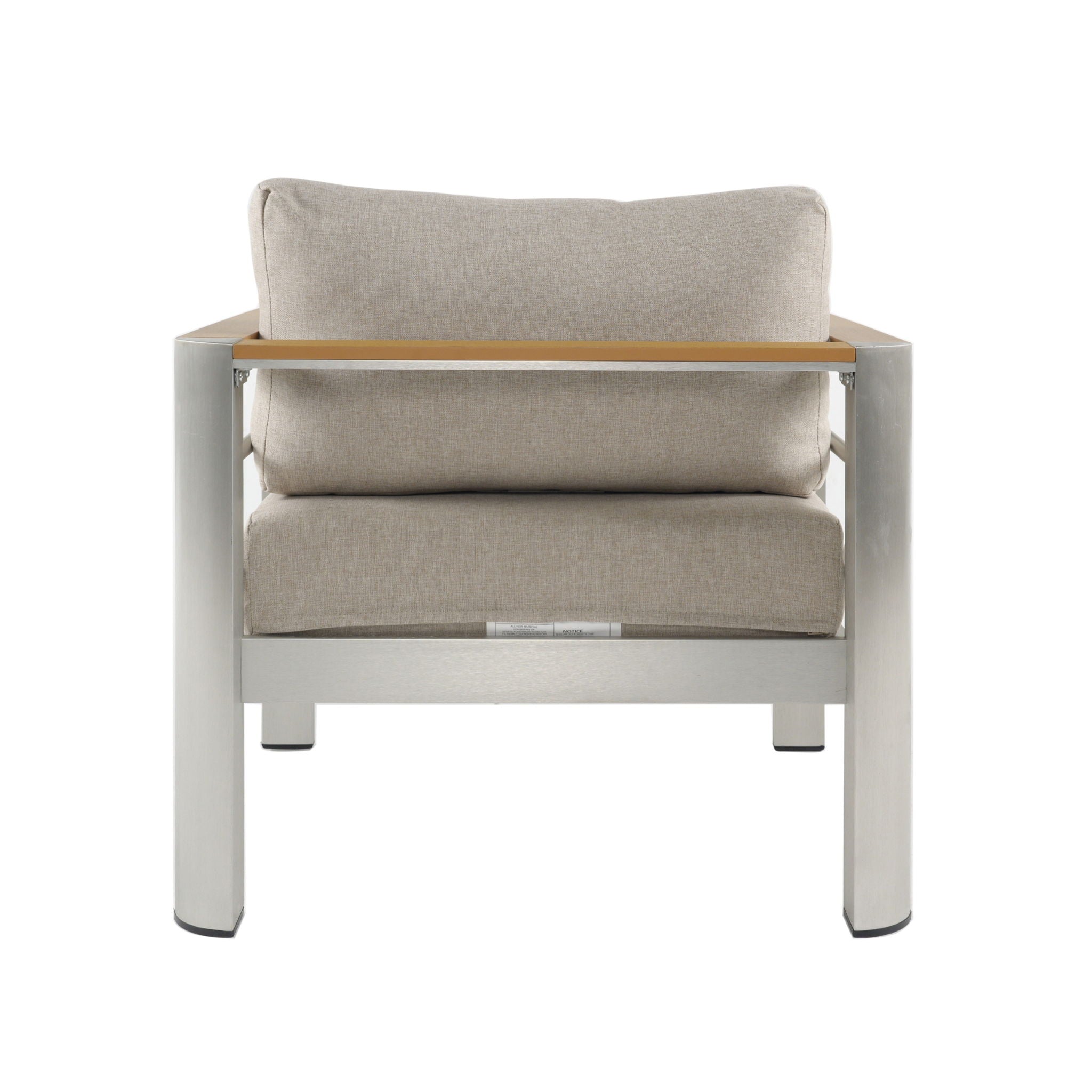 Cora - Outdoor Aluminum Club Chair - Silver / Beige