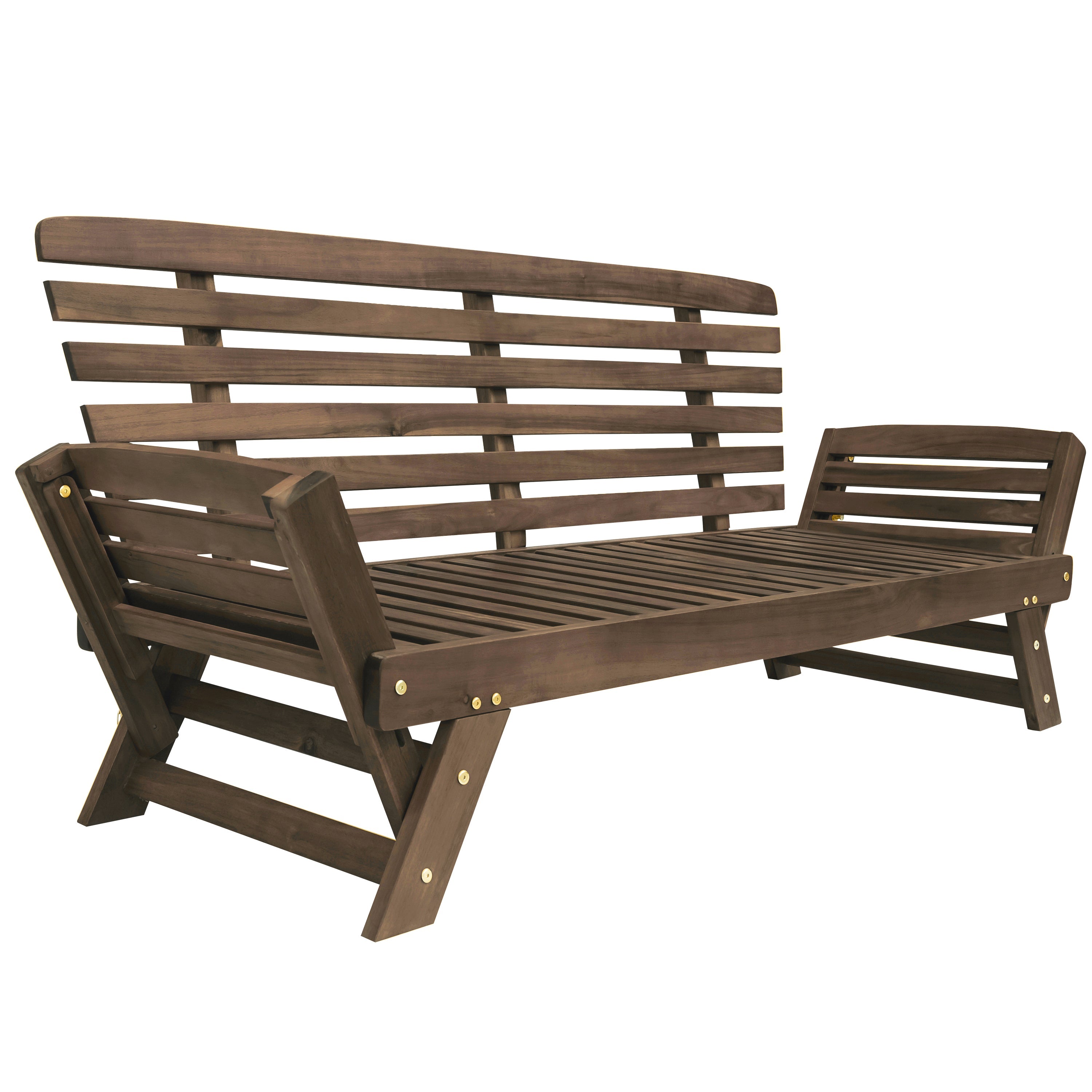 TOPMAX Outdoor Adjustable Patio Wooden Daybed Sofa Chaise Lounge with Cushions