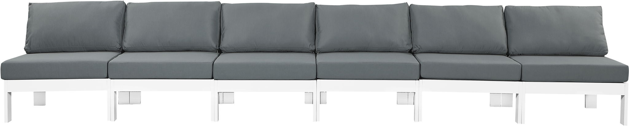 Nizuc - Outdoor Patio 6 Seat Armless Modular Sofa With White Frame