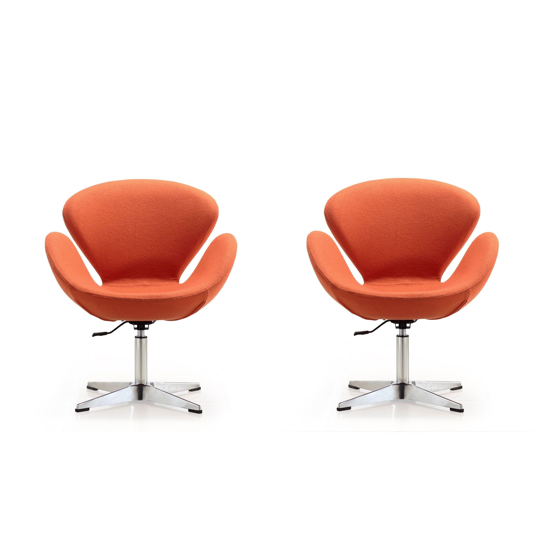 Upholstered Swivel Lounge Chair With Adjustable Height - Orange