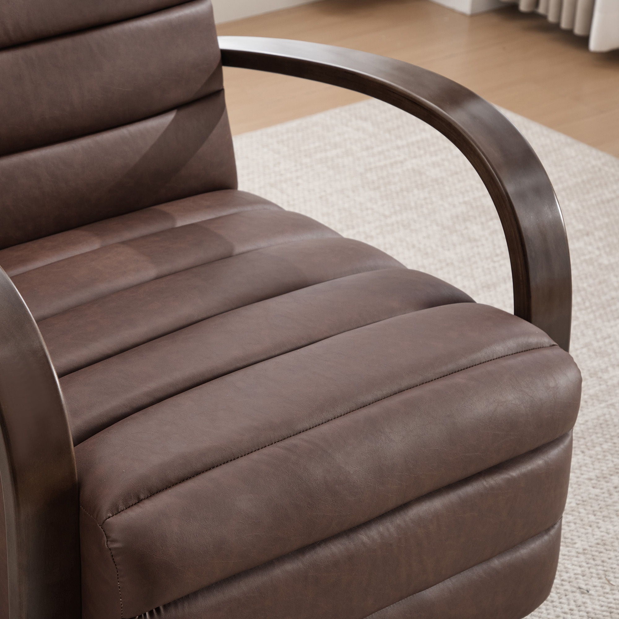 360° Swivel Accent Chair With Armrests, Comfy Lounge - Brown