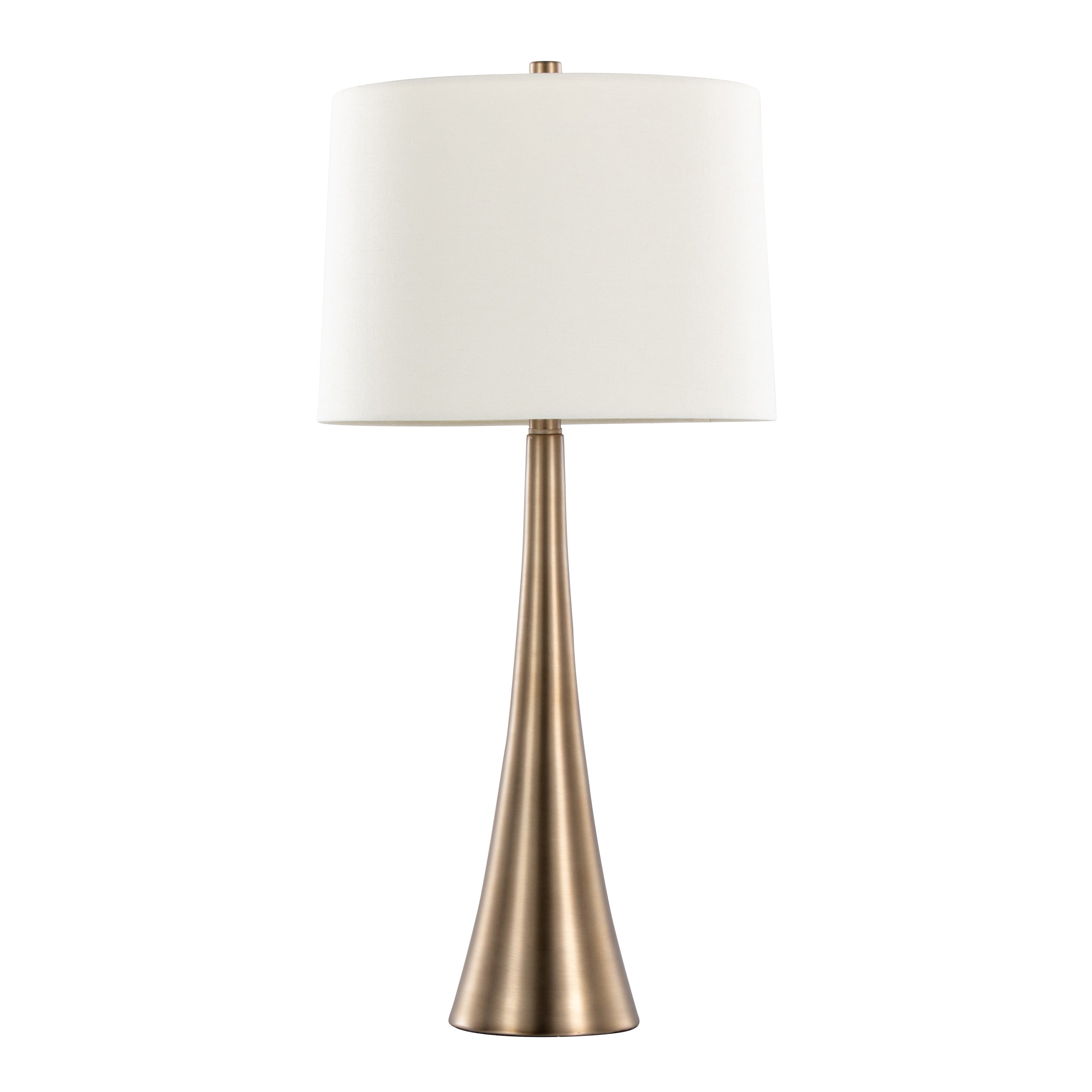 Diana 29" Contemporary Metal Table Lamp Set - Matte Golden Bronze & White Linen Shade