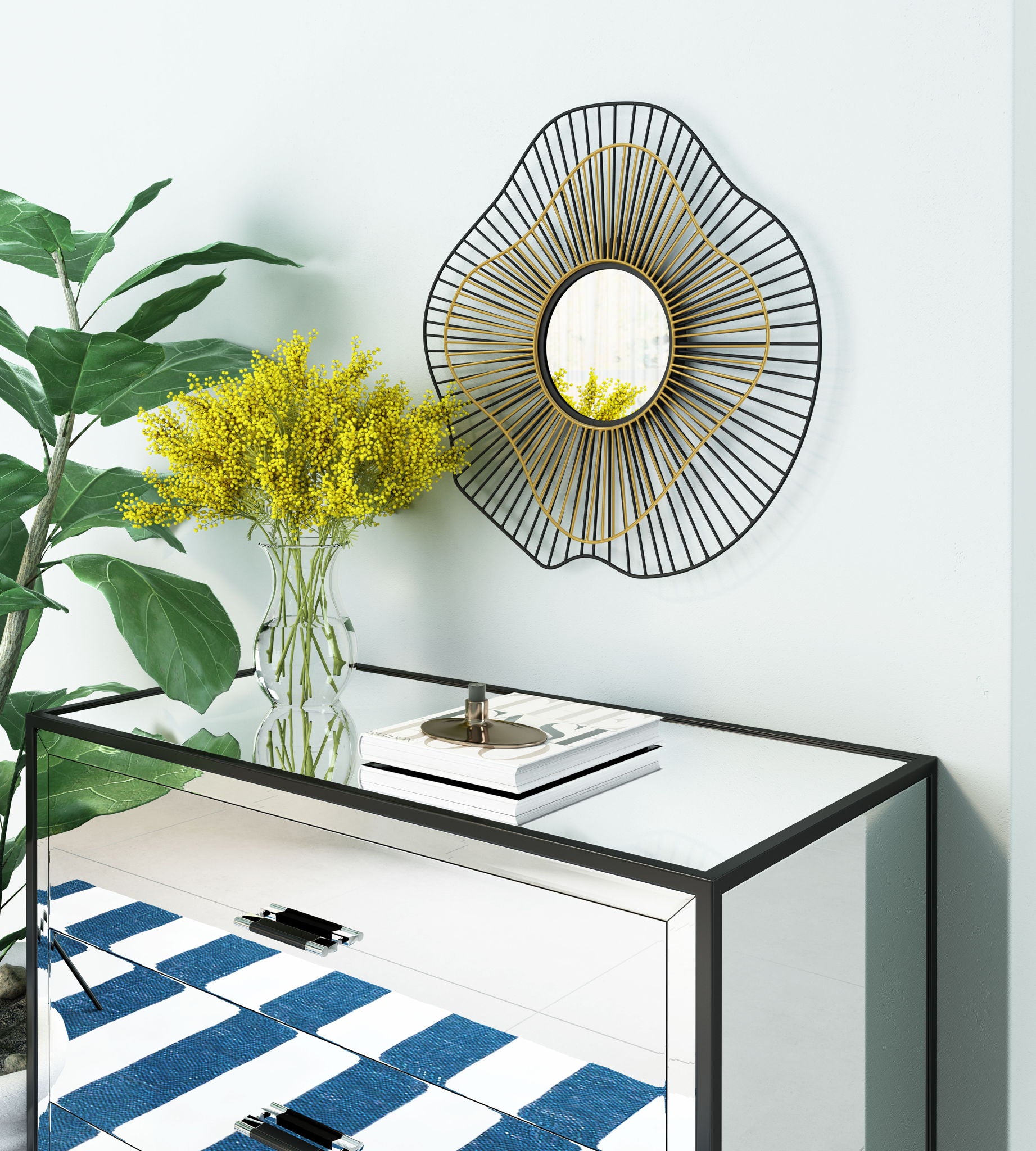 Comet - Round Mirror - Black / Gold