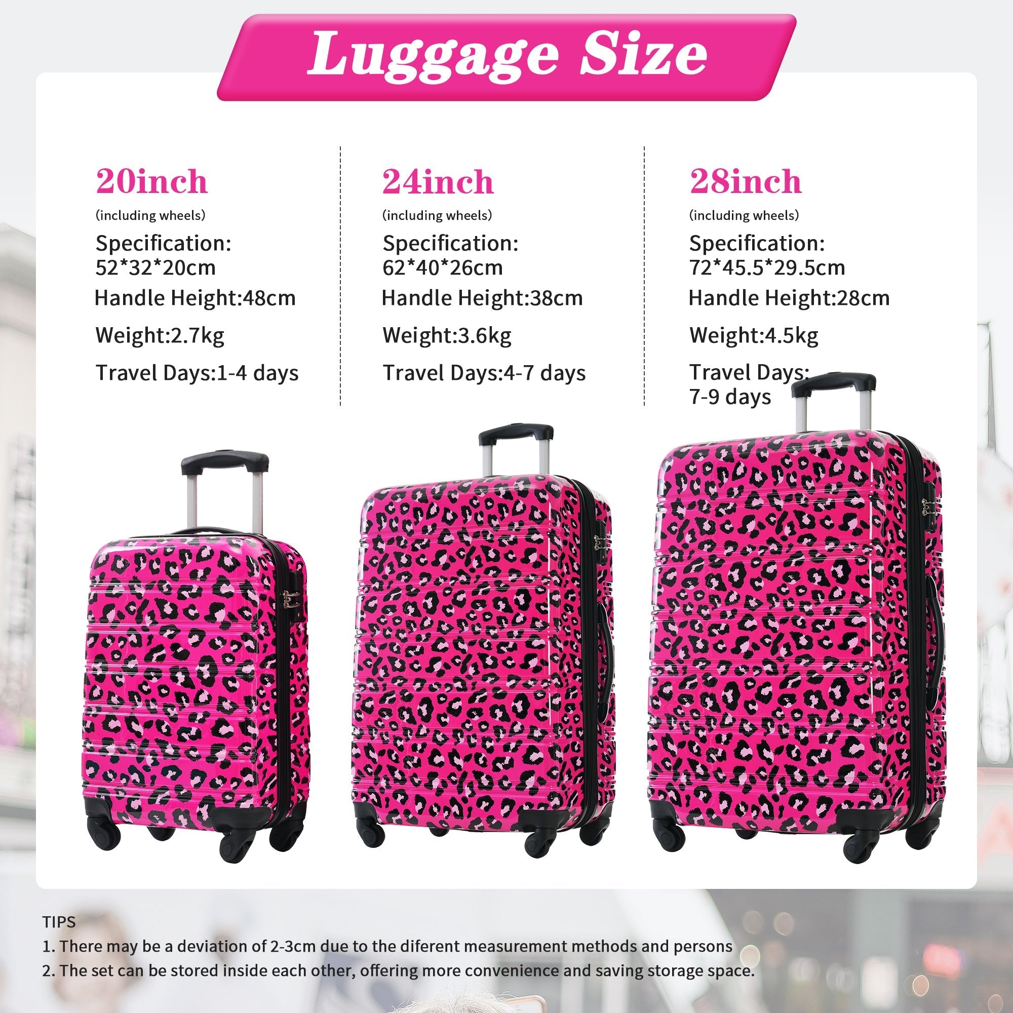 Hardshell Luggage Sets 3 pcs Spinner Suitcase with TSA Lock Lightweight Luggages
