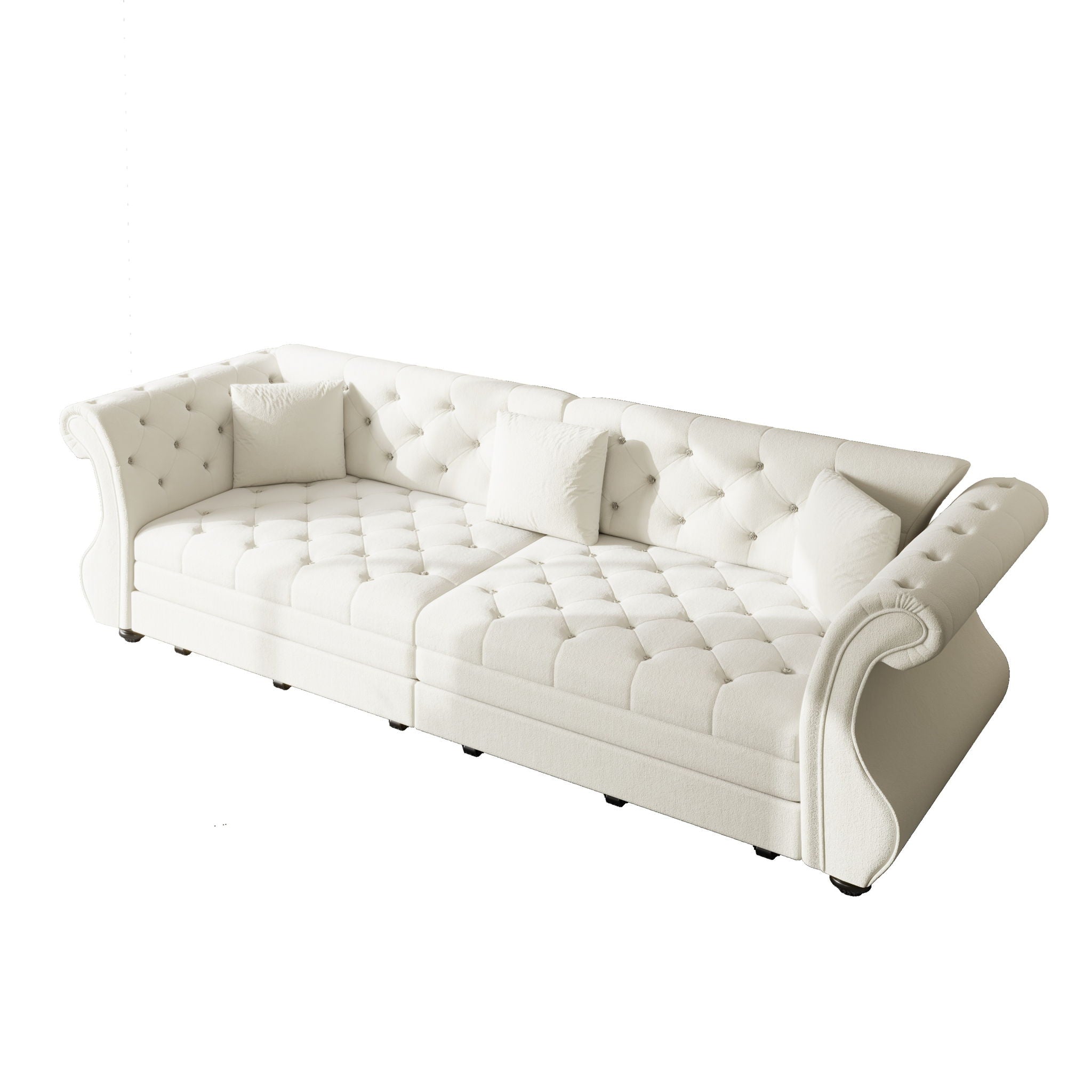 Oversized Chesterfield Pull Out Sofa Bed, Roll Arm Couch With Flower Tufting For Living Room