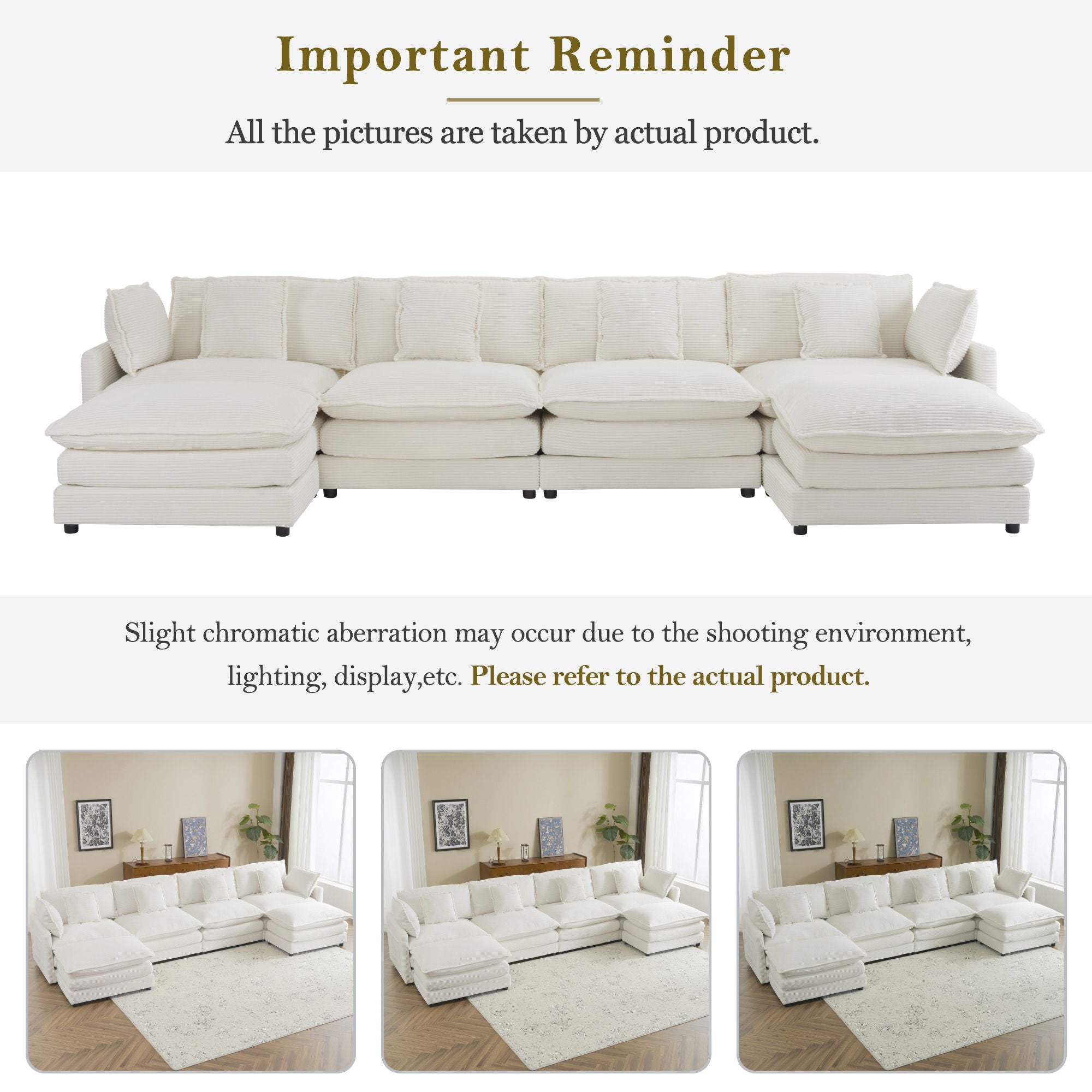Modern Modular Sectional Sofa With Side Storage Pockets For Living Room