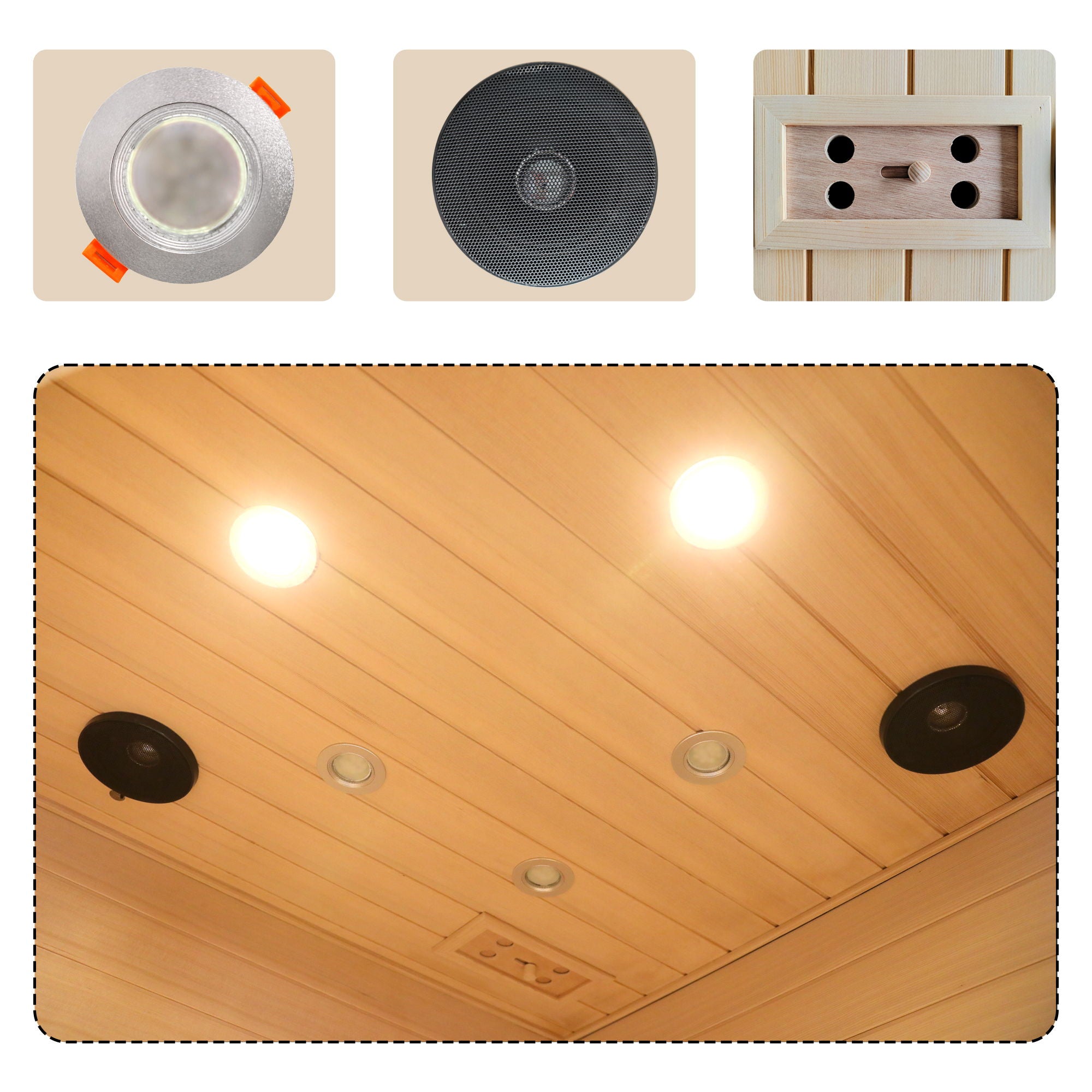 Low Emf Front Door With Heating Panel 2 Persons Hemlock Far Infrared Corner Indoor Sauna Room - Natural