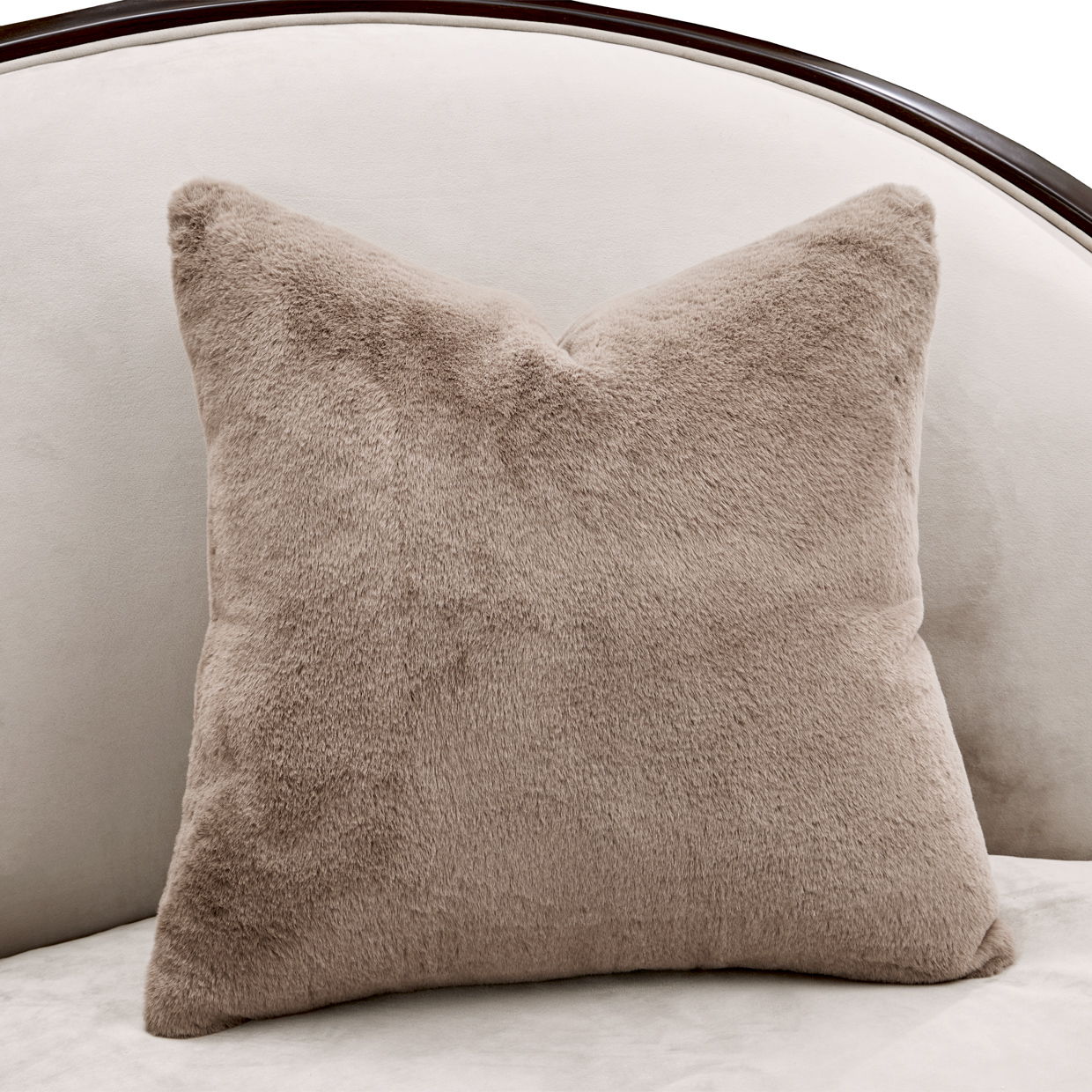 Camellia Field - Asymmetrical Velvet Sofa - Beige / Dark Brown