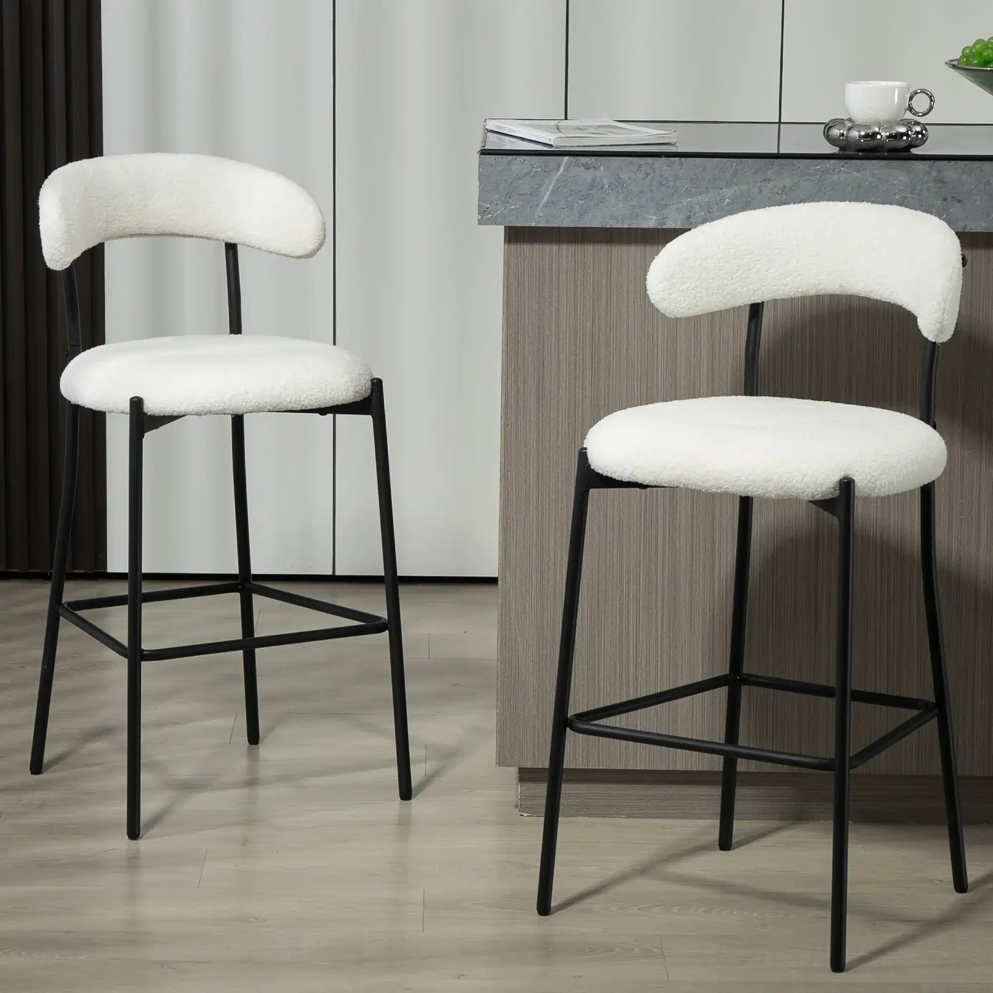 River Modern 26'' Counter Height Bar Stool Teddy Fabric