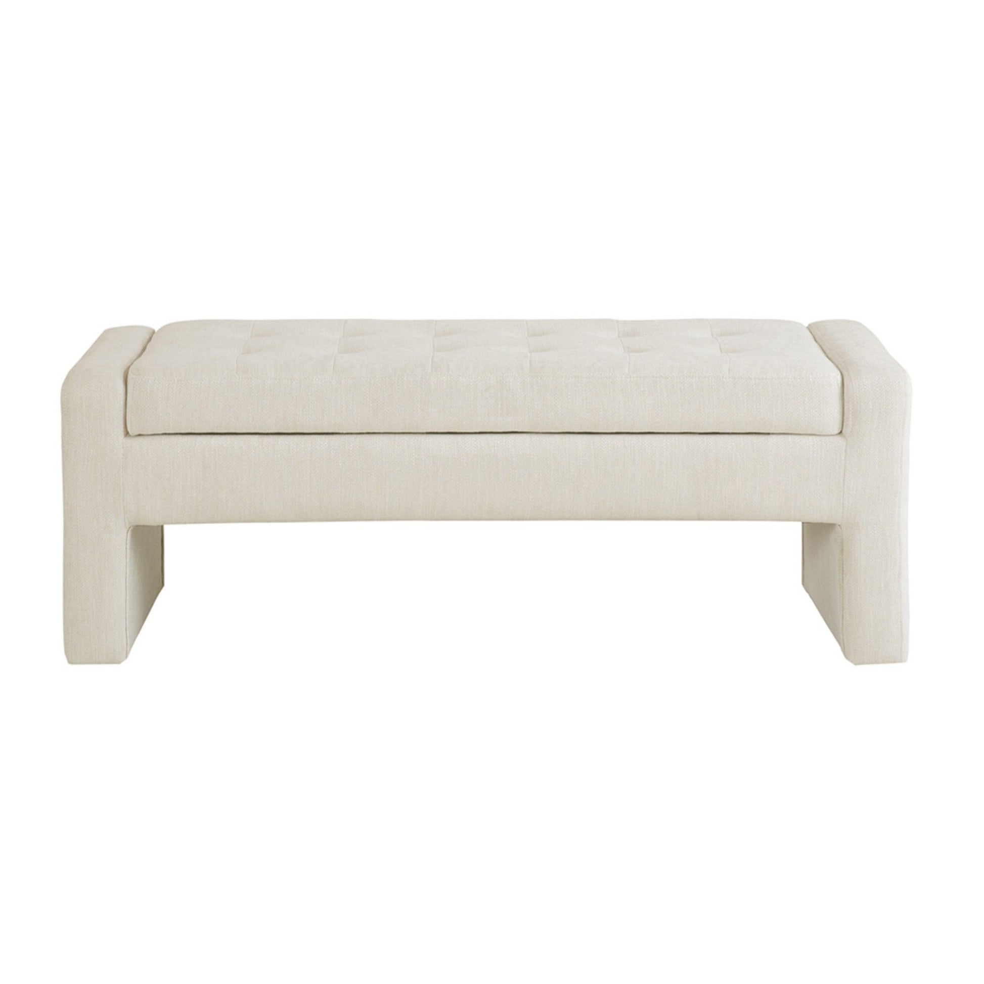 Elegant Soft Close Storage Bench Polyester Upholstery - Cream - Best Buy Furniture