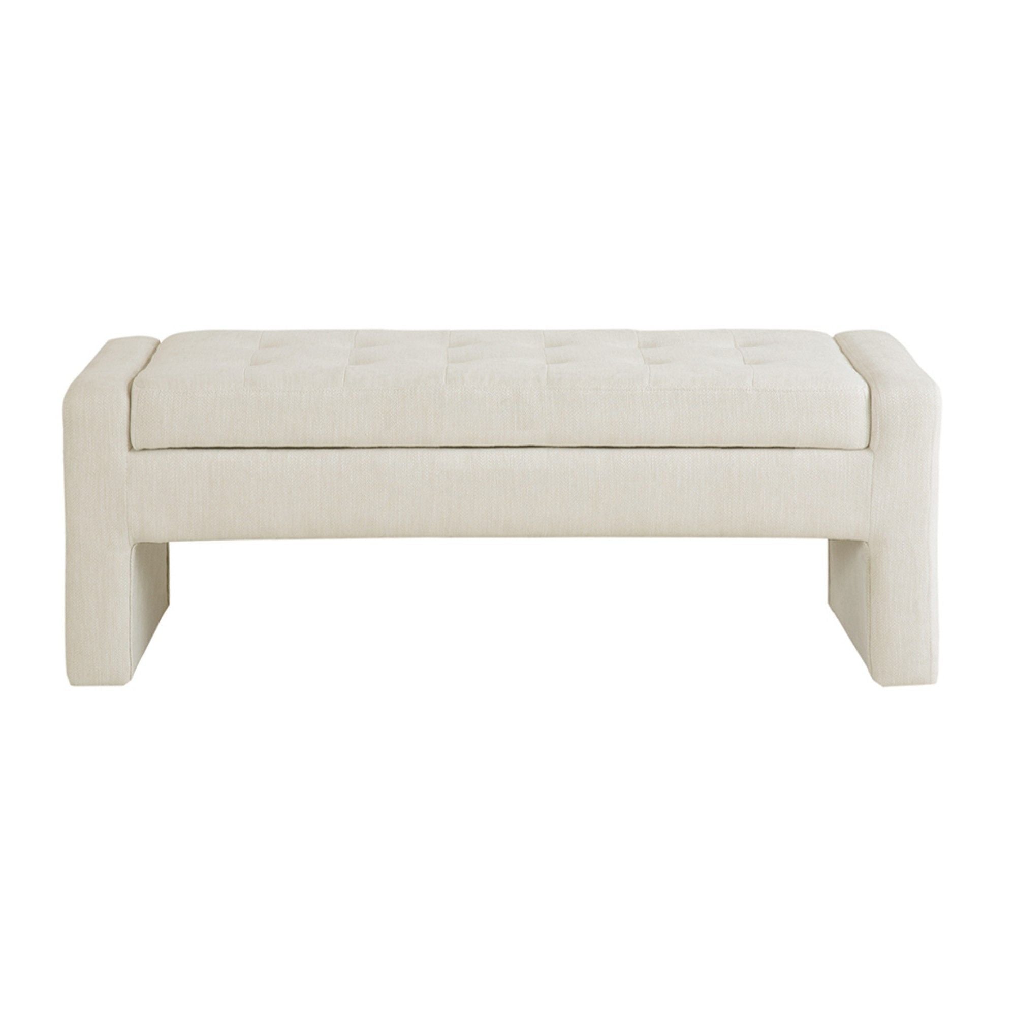 Elegant Soft Close Storage Bench Polyester Upholstery - Cream - Best Buy Furniture