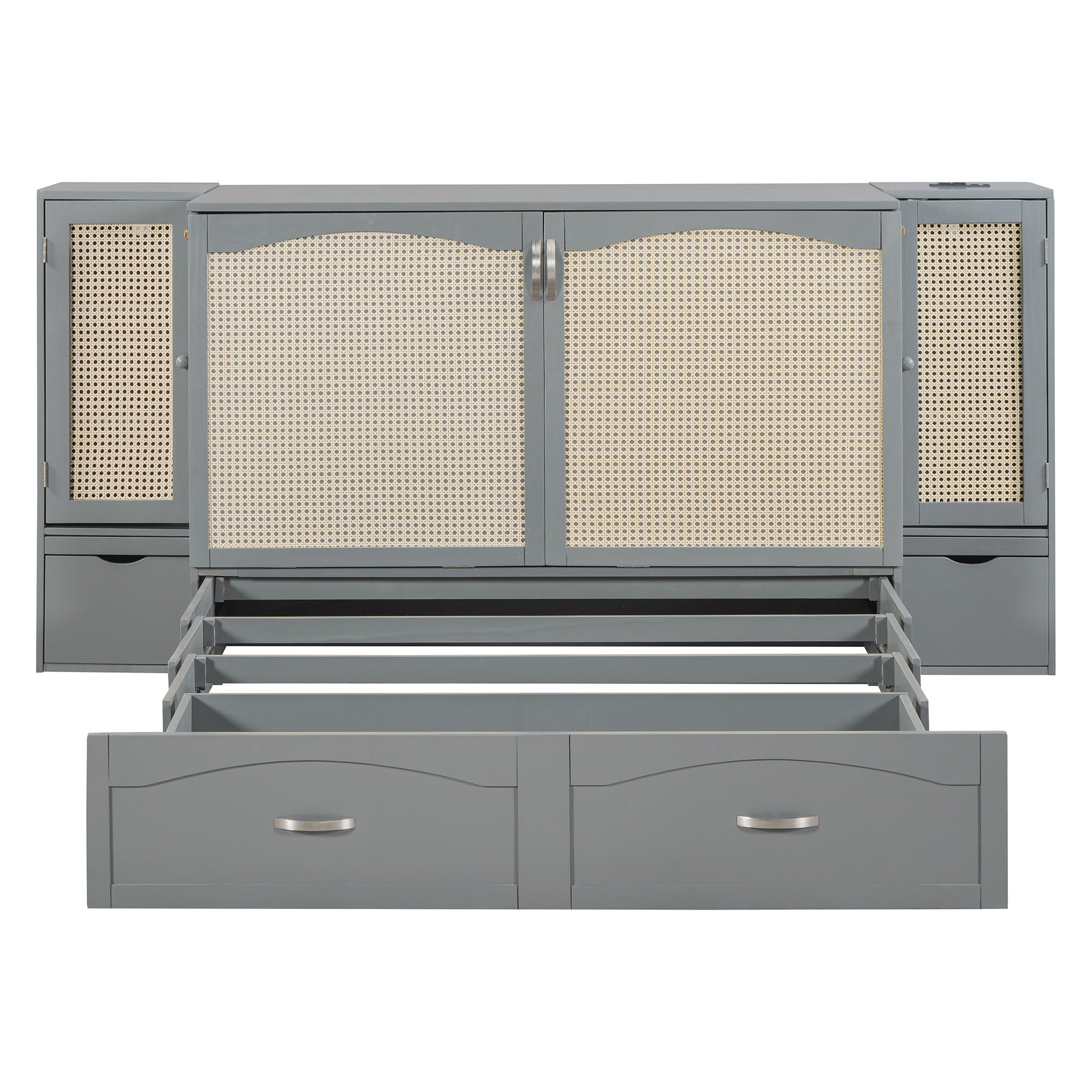 Murphy Wall Bed With Drawer And Rattan Decoration