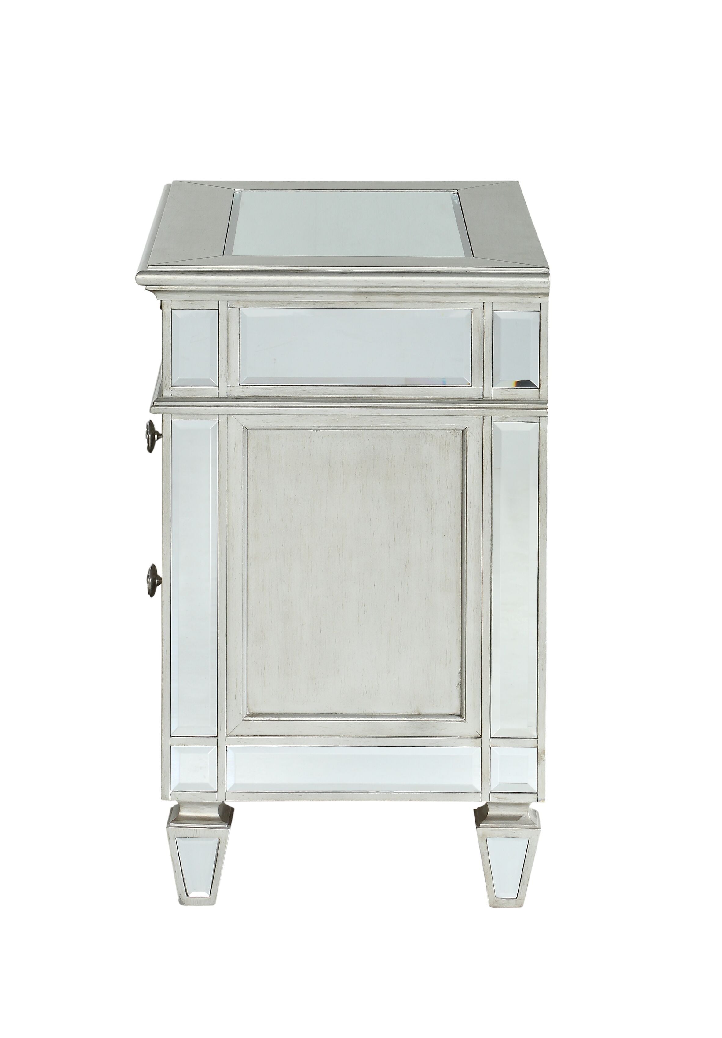 Varian - Mirrored Nightstand - Silver - Best Buy Furniture