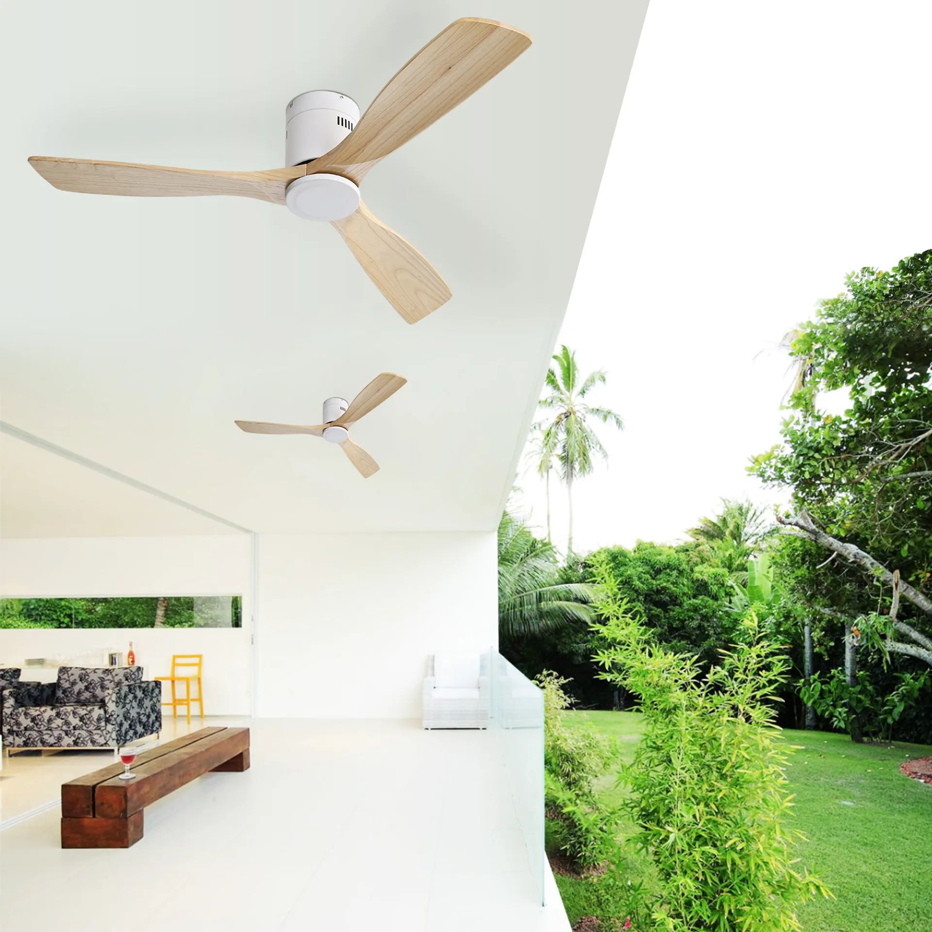 Low Profile Ceiling Fan DC, 3 Blade, Noiseless Reversible Motor, Remote Control