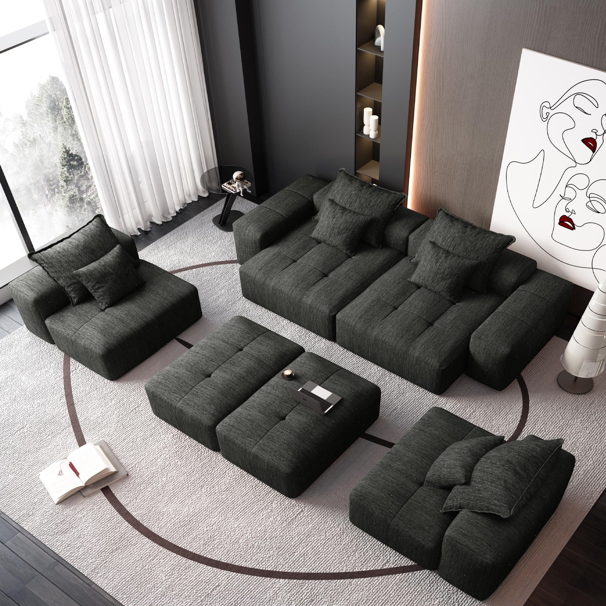 Modern Oversized Diy Combination Modular Sectional Sofa With Pillows