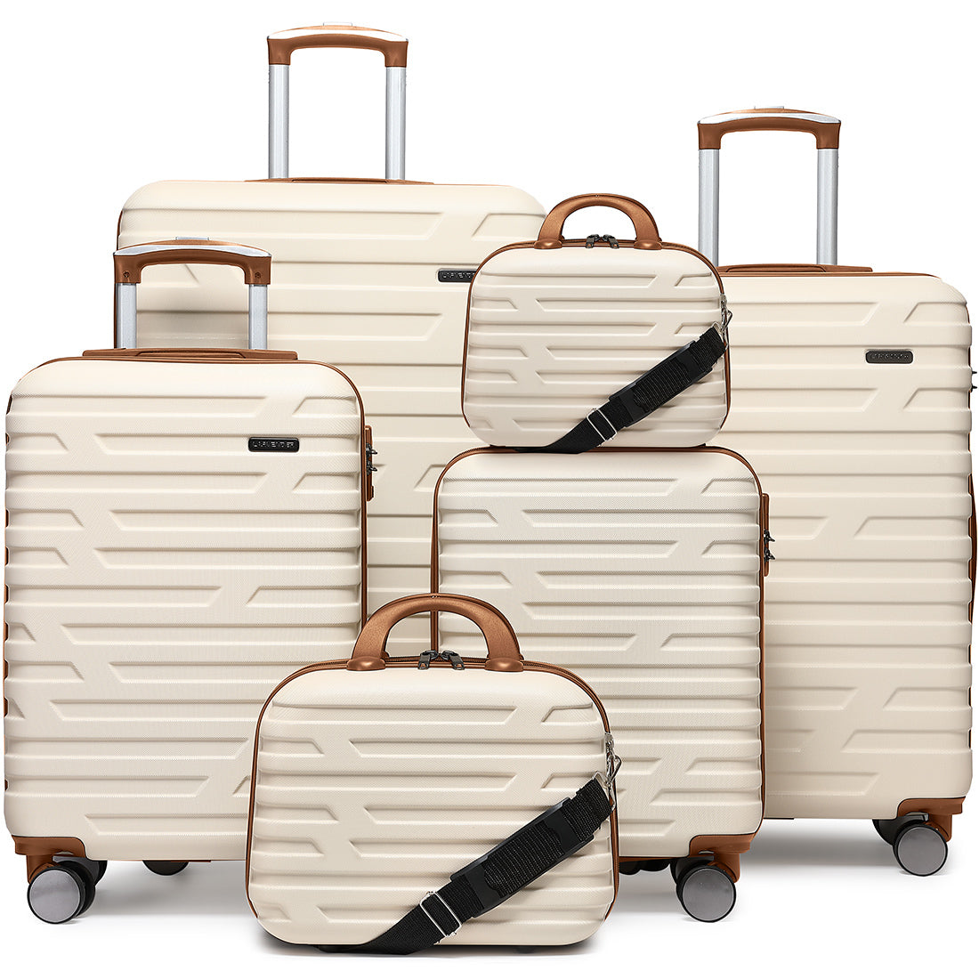 Luggage Sets 6 Piece Hardside Expandable Suitcases with Two Cosmetic Cases Spinner Wheels TSA Lock