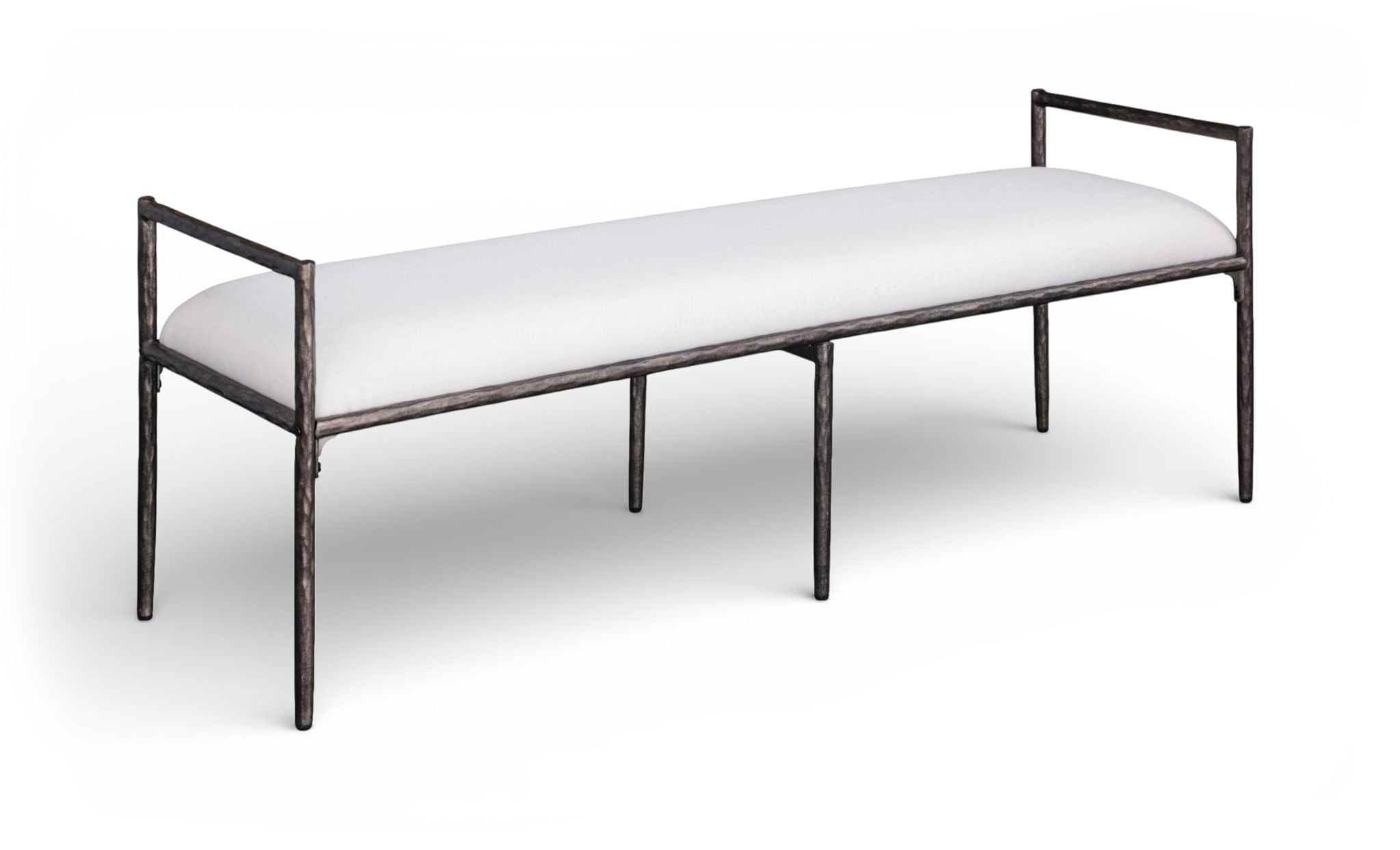 Axis - Linen Textured Cream Fabric Upholstered Bench