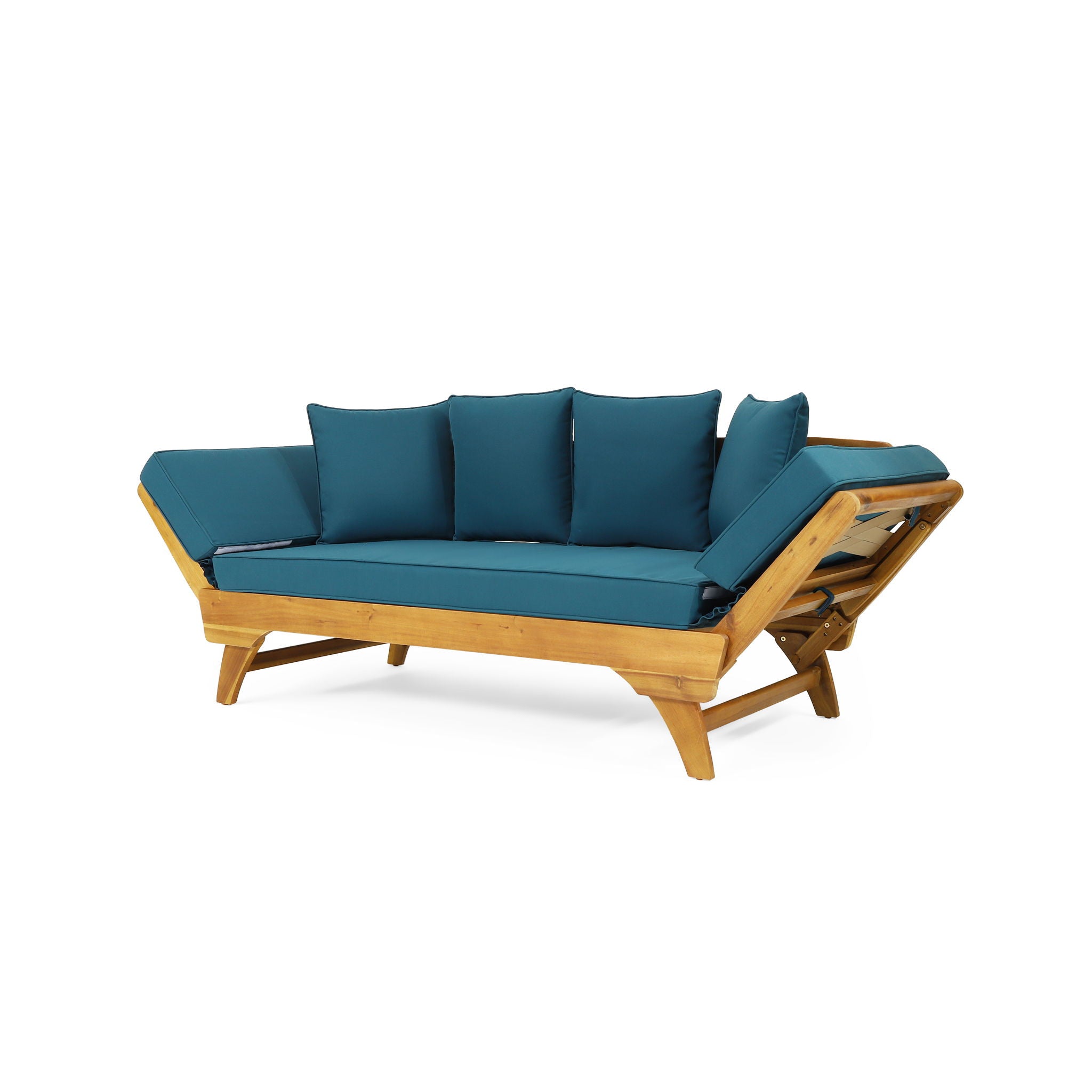 Outdoor Acacia Wood Expandable Daybed With Cushions