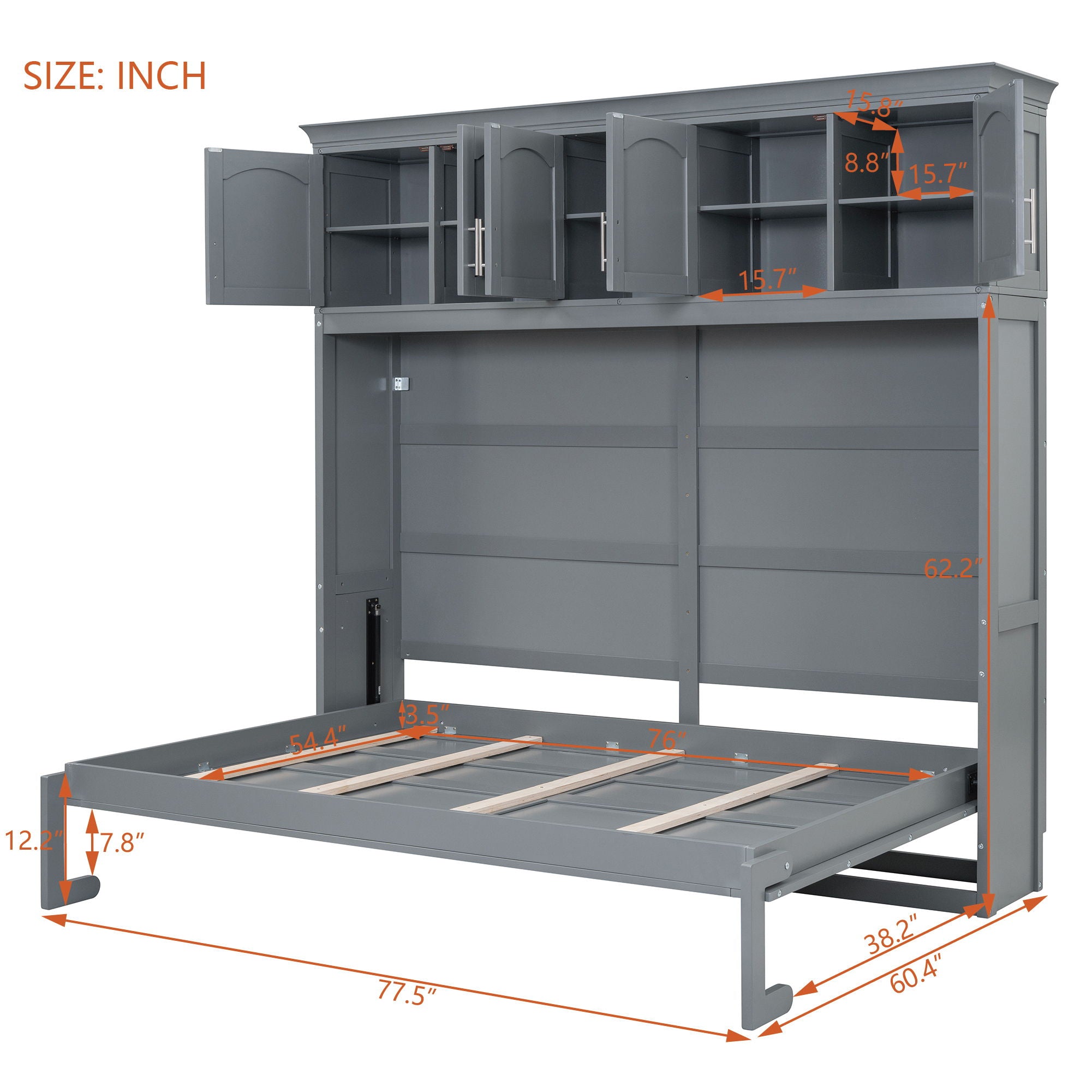 Murphy Modern Bed With Top Cabinets For Space Saving And Comfort