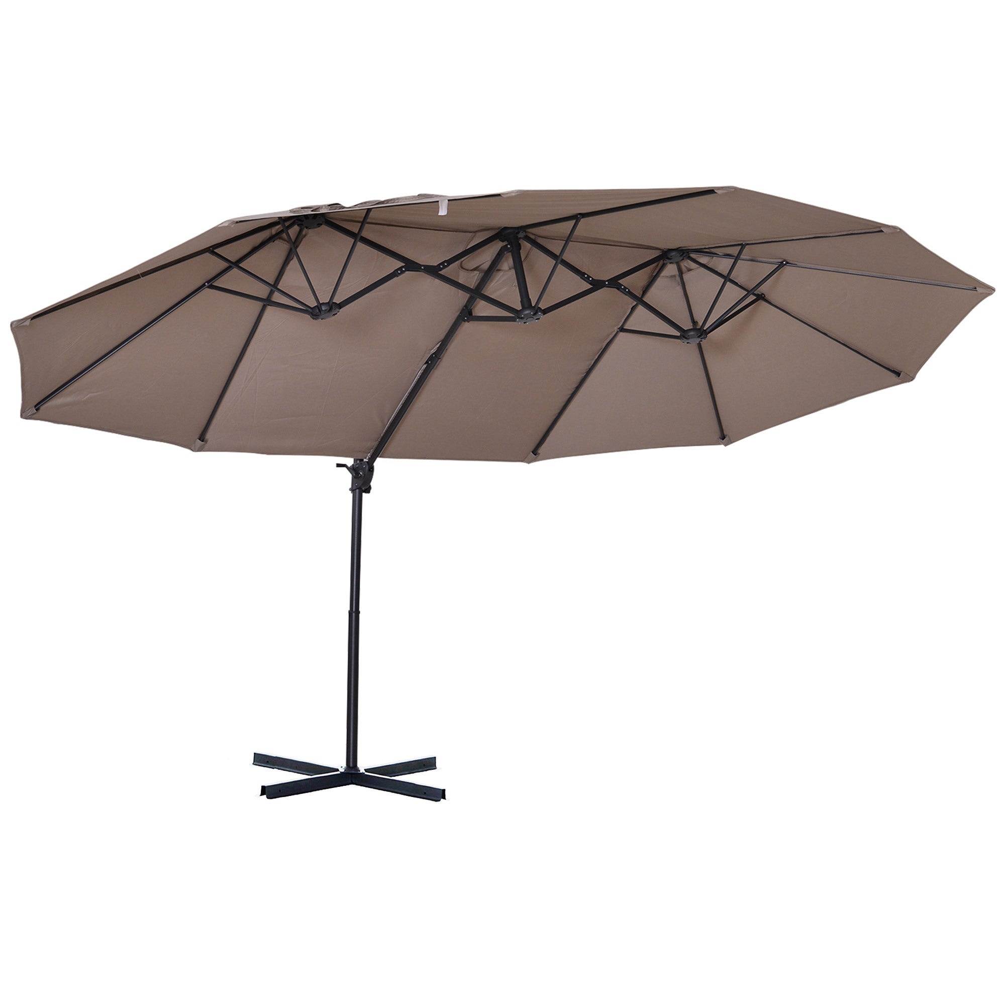 14ft Double-Sided Patio Umbrella, Extra Large Market Umbrella, Brown