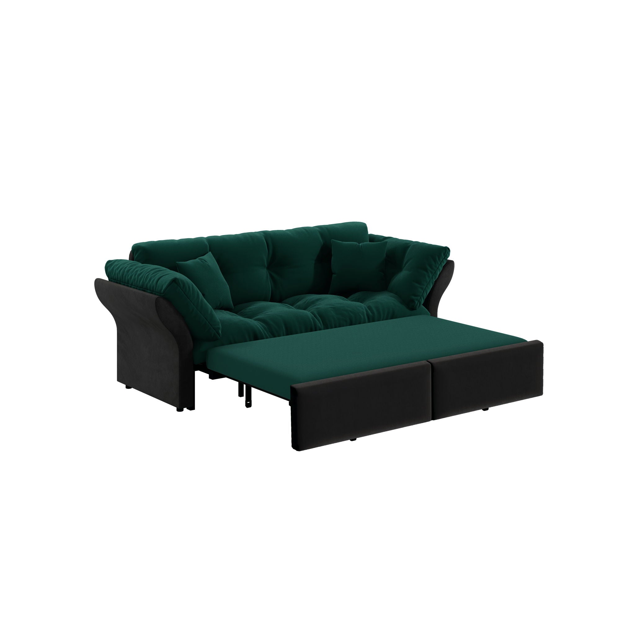 Queen Pull Out Sofa Bed, 3 In 1 Convertible Sleeper Tufted Sofa With 2 Soft Pillows