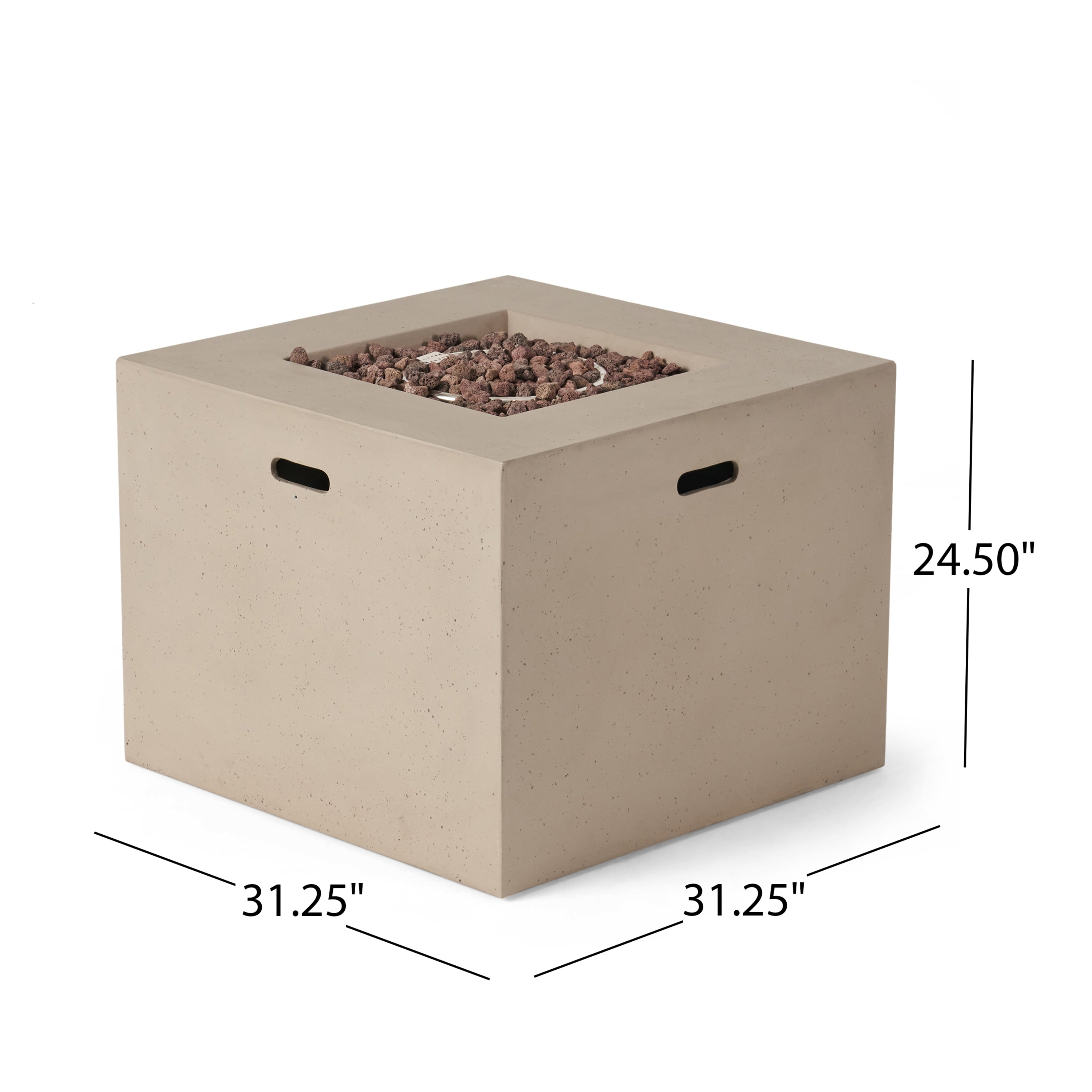 AIDAN 31' Square Fire Pit 40,000 BTU Light Grey Magnesium Oxide 31.25'