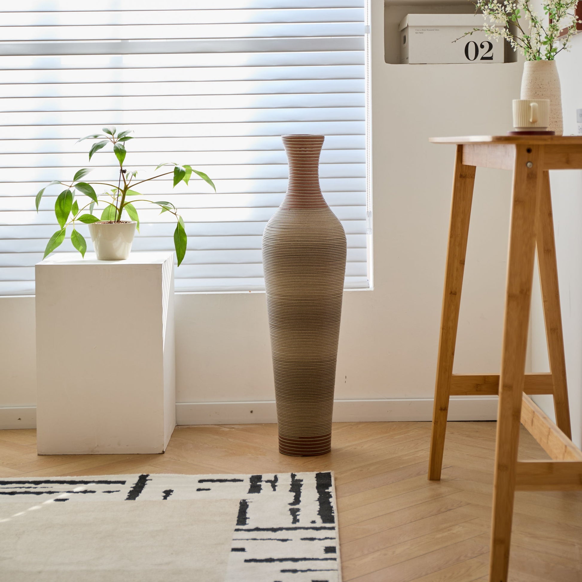 Tall Vase - Brown Decorative Floor Vase, Classic Neat Floor Vase Tall Freestanding Flower Holder, Artificial Rattan Vase, Floor Vase, Flower Holder For Home Decor - Gray - Best Buy Furniture