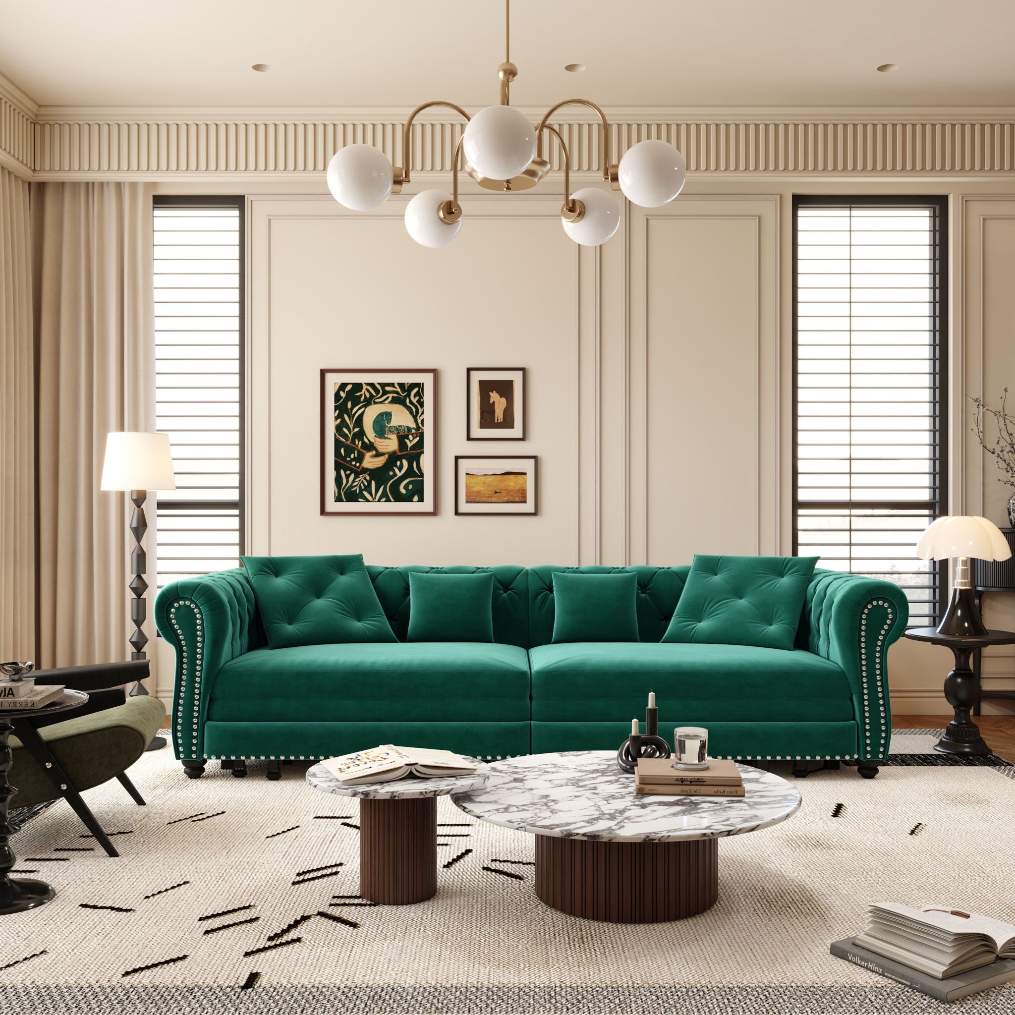 3 In 1 Pull Out Sofa Bed, Convertible Sleeper Sofa Bed, 3 Seater Sofa With Movable Ottoman - Green