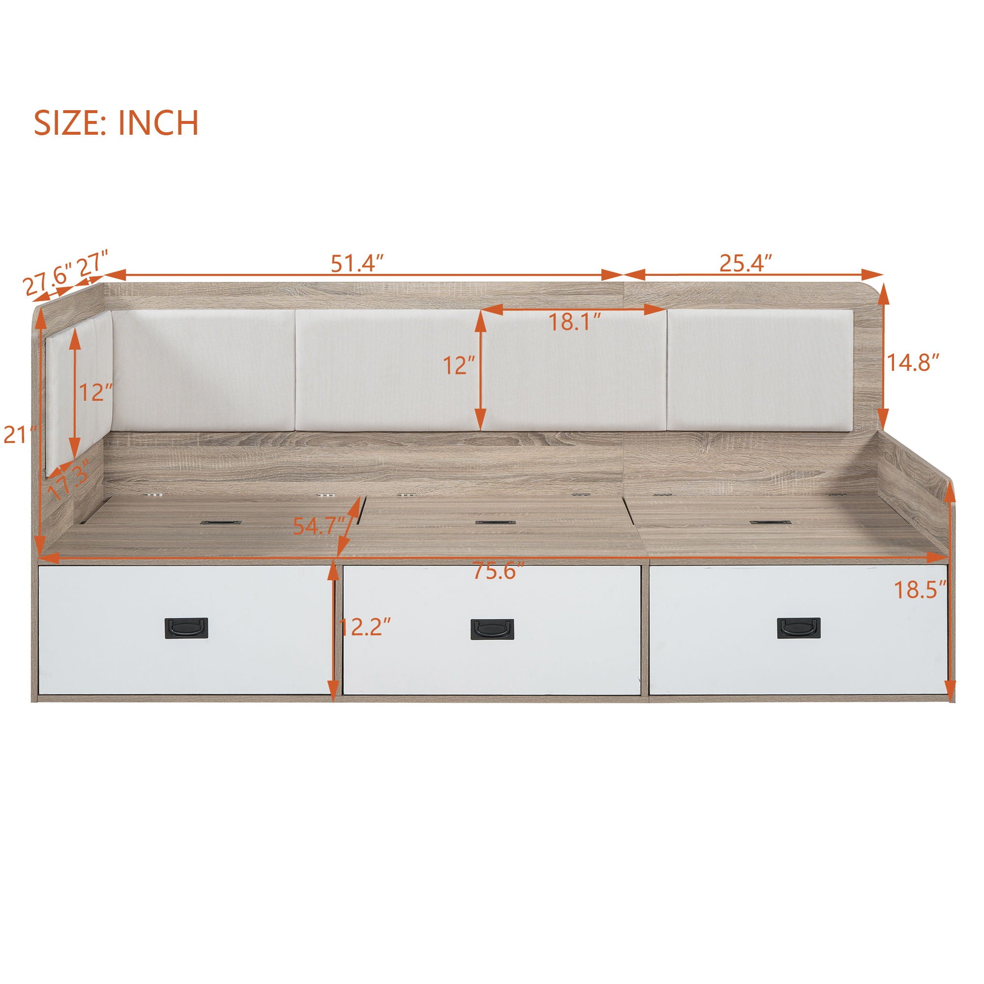 Daybed With 3 Drawers And 3 Storage Compartments