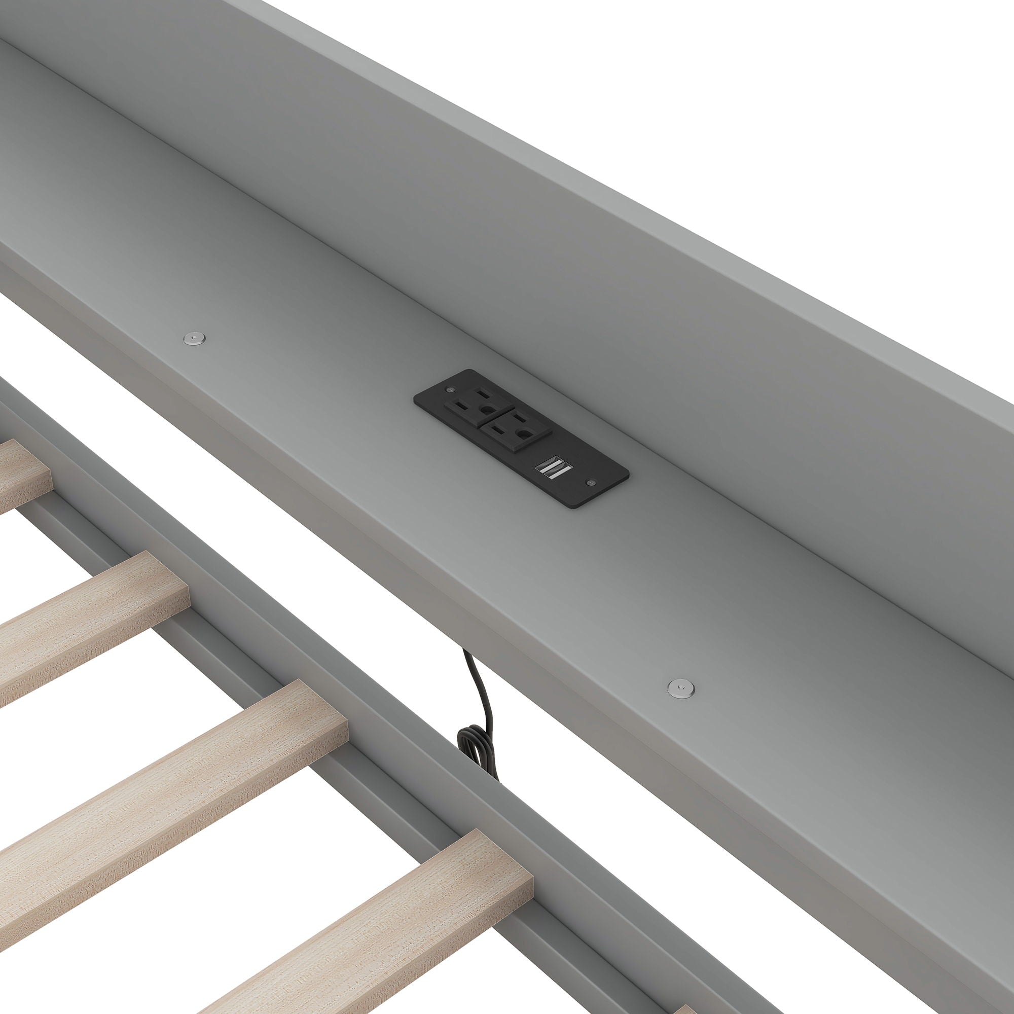 Daybed With Shelves, Drawers And Built In Charging Station