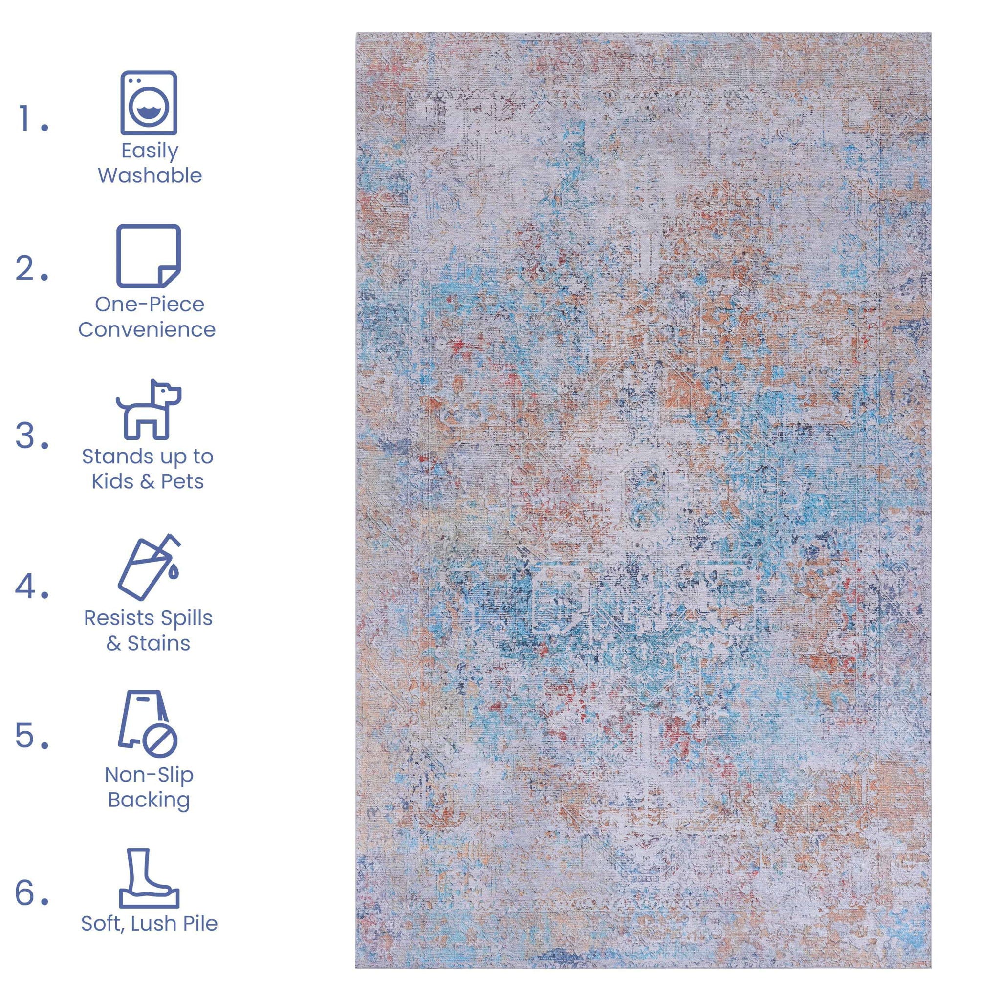 Maval - 6' X 9' Washable Area Rug - Yellow