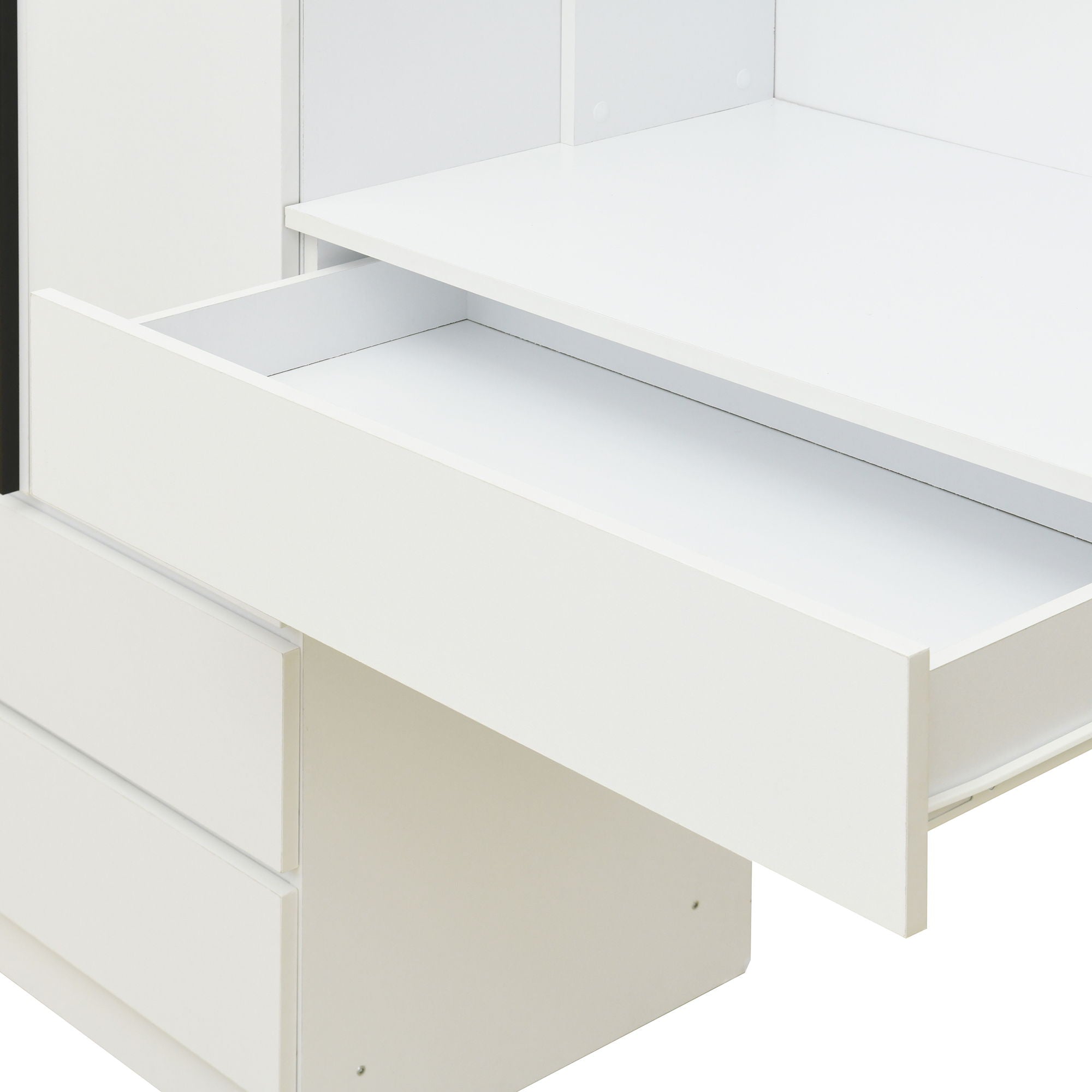 3 Door Storage Desk Wardrobe For Bedroom With Shelves And 3 Drawers