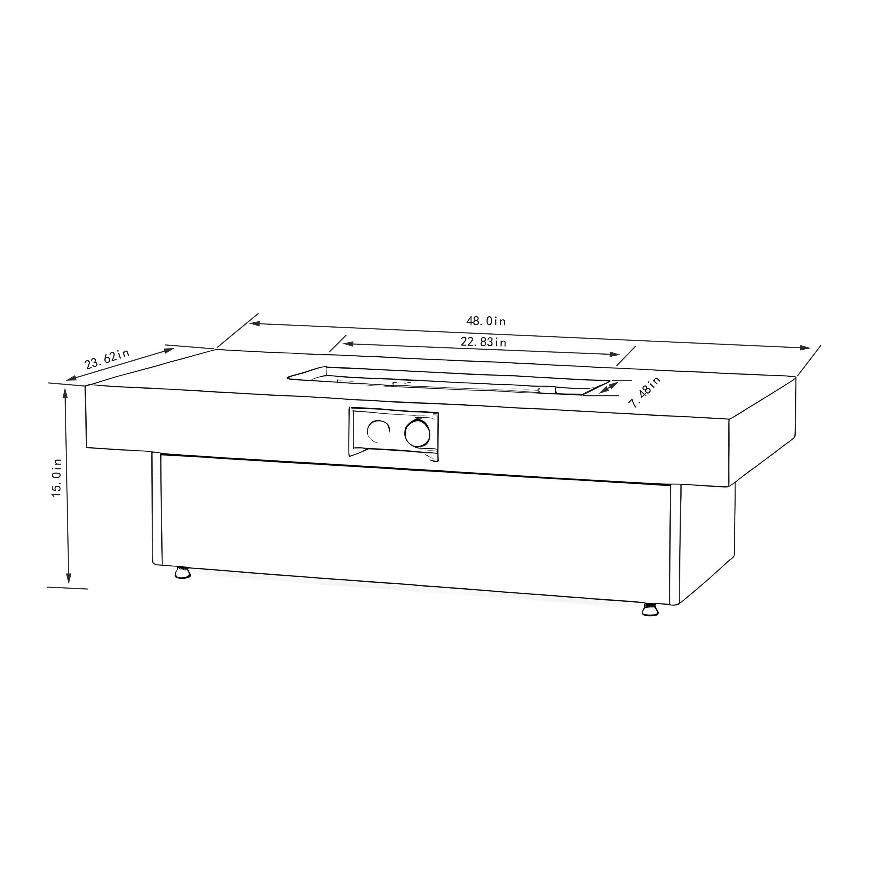 Outdoor Firepit Table 48 x 24 Inch Rectangle Fire Pit Table