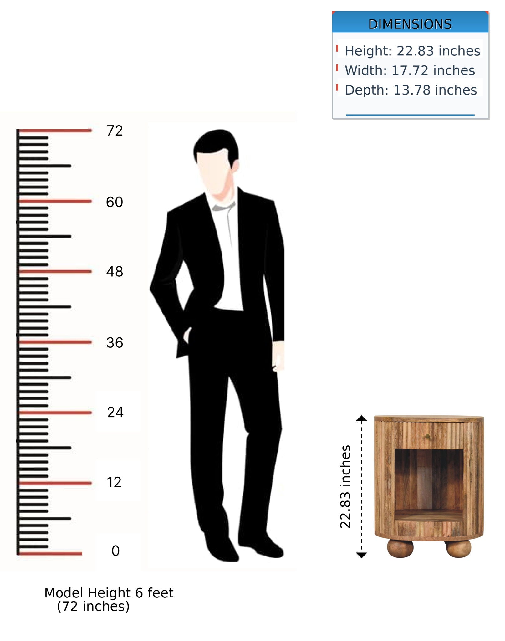 Soba - Ball Drawer Bedside Table