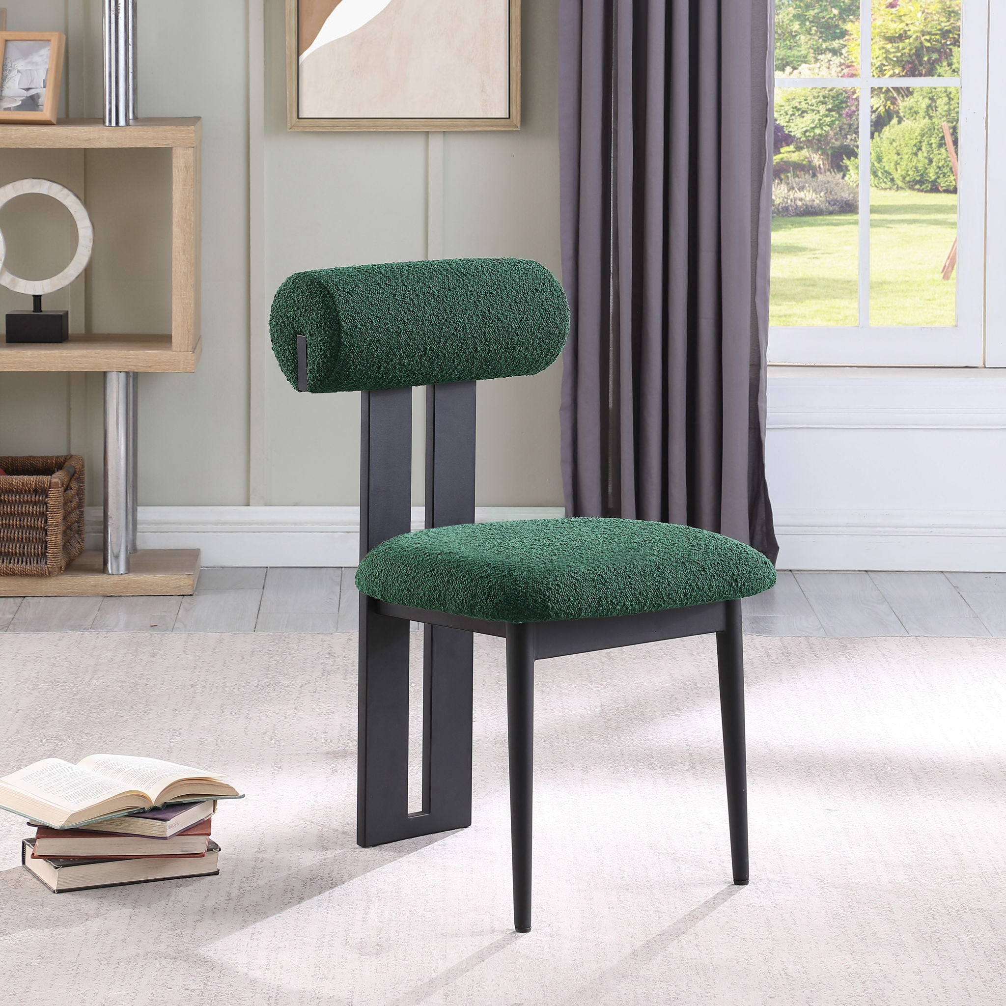 Dario - Boucle Dining Chair With Black Frame (Set of 2)