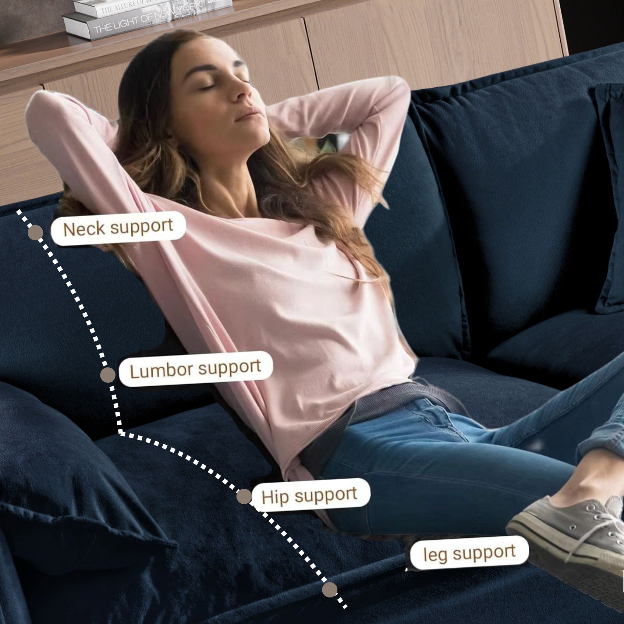 Modern Oversized Loveseat Sofa With Deep Seat And Diy Combination