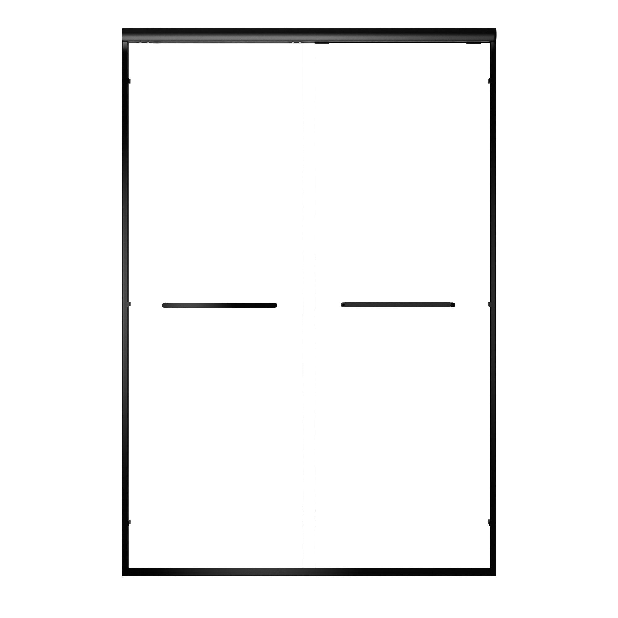 Aluminum Frame Double Double Soft Close Shower Door, Tempered Glass And Dual Stainless Steel Handles