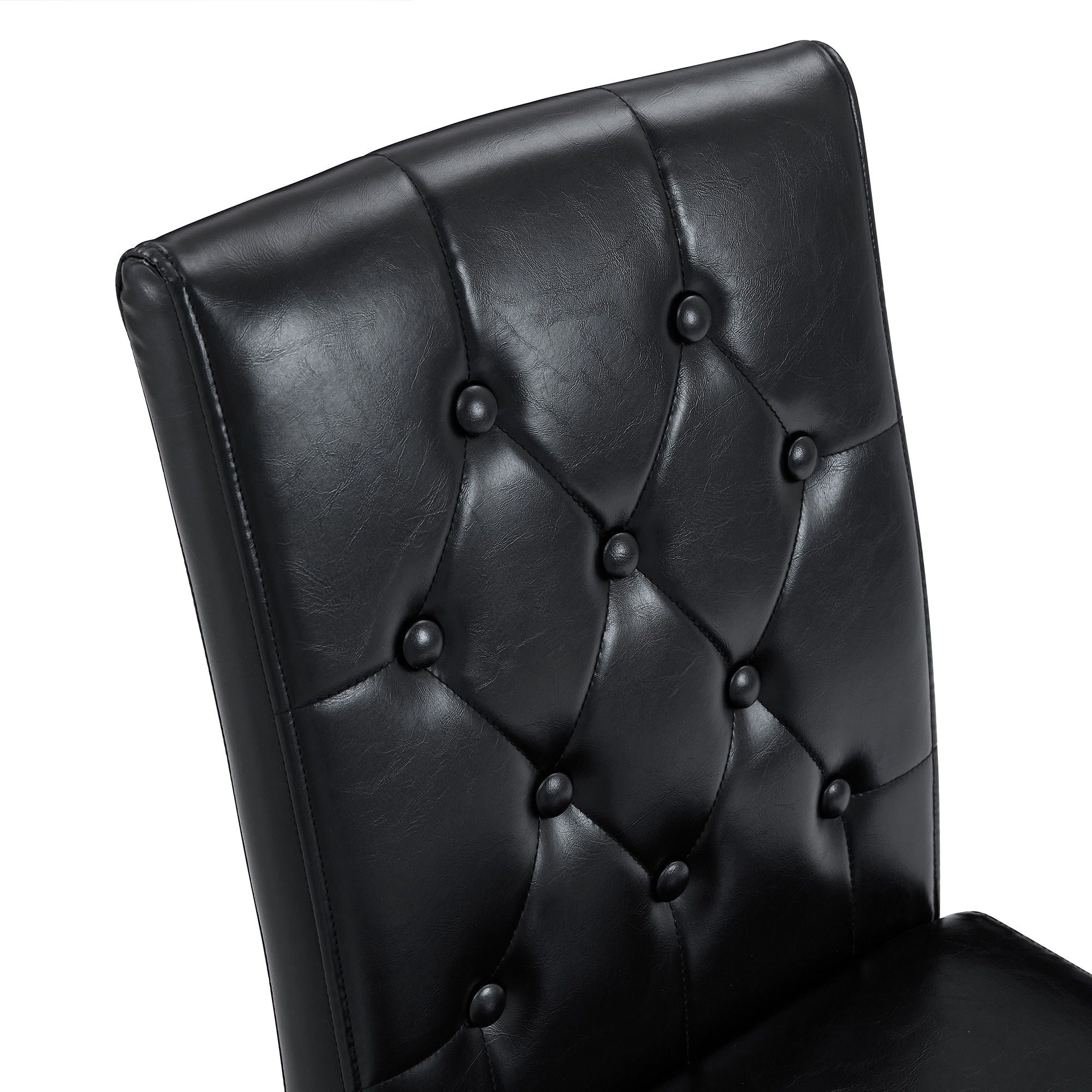 Dining Chairs With Ergonomic Buckle Backrest, Comfortable & Textured For Home (Set of 4) - Black